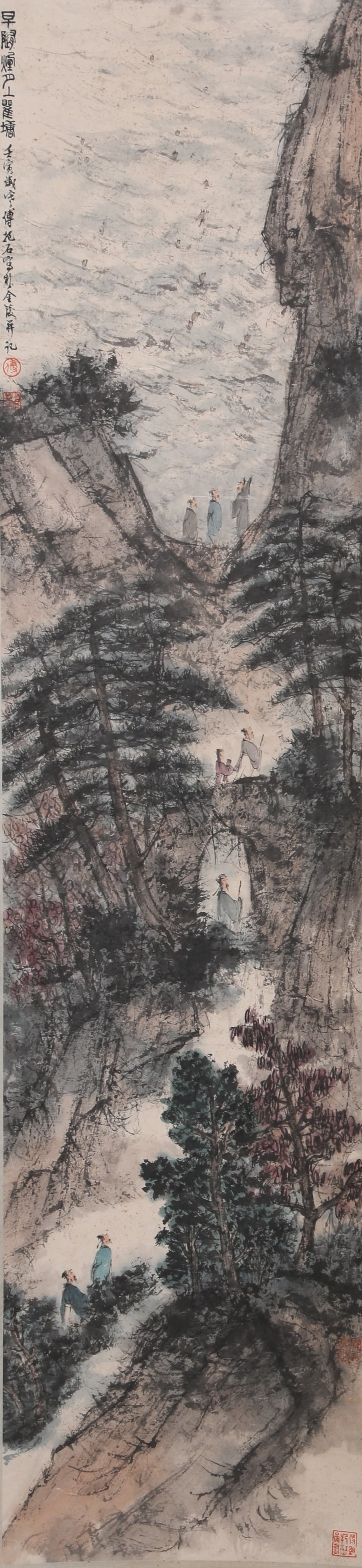 A PAPER PAINTING OF LANDSCAPE AND FIGURES BY FU BAOSHI.傅抱石: Paper painting of Landscape and Figures by Fu Baoshi.傅抱石