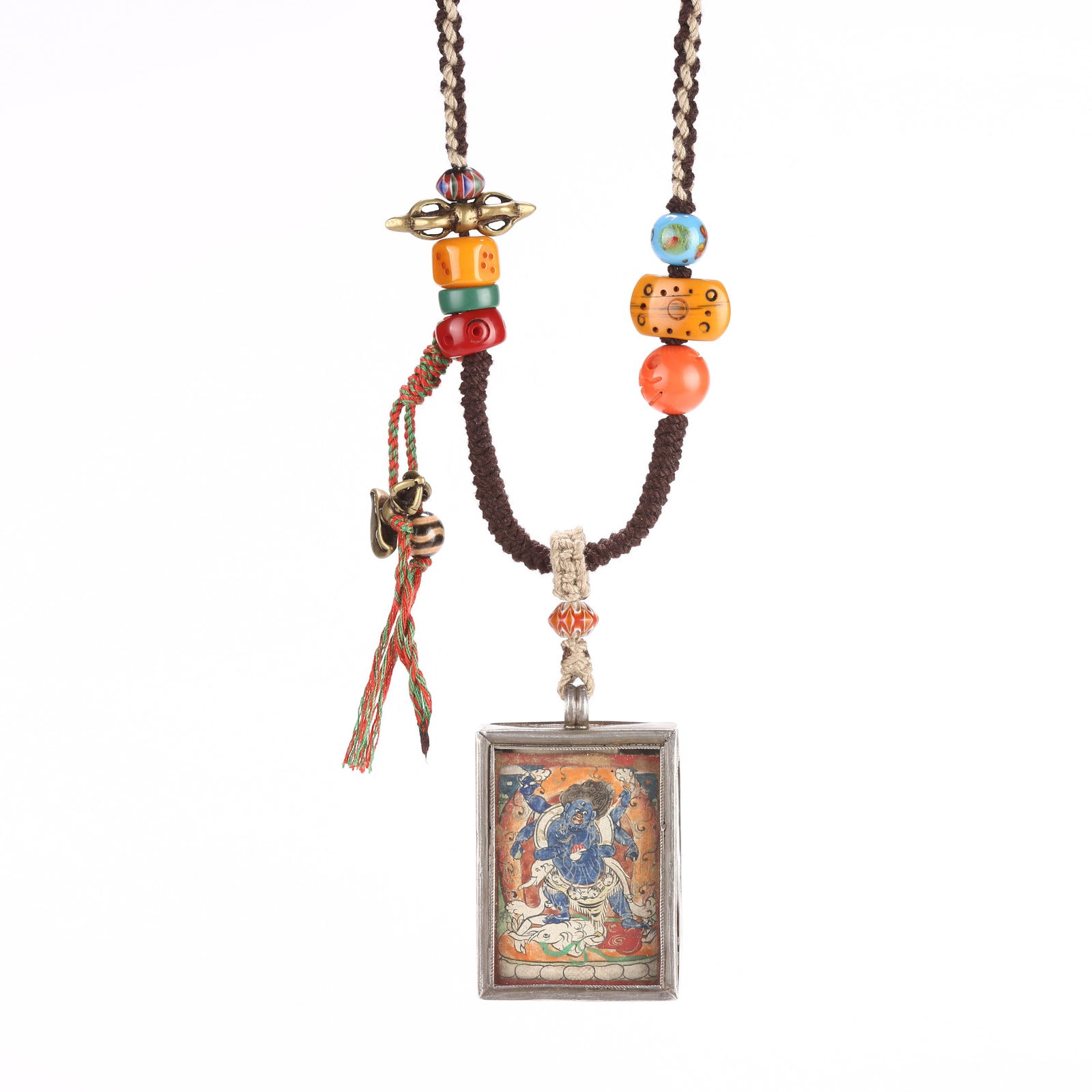 A SIX-ARMED MAH?K?LA ZHAKA WITH SILVER BOX: Six-armed Mah?k?la Zhaka with Silver Box