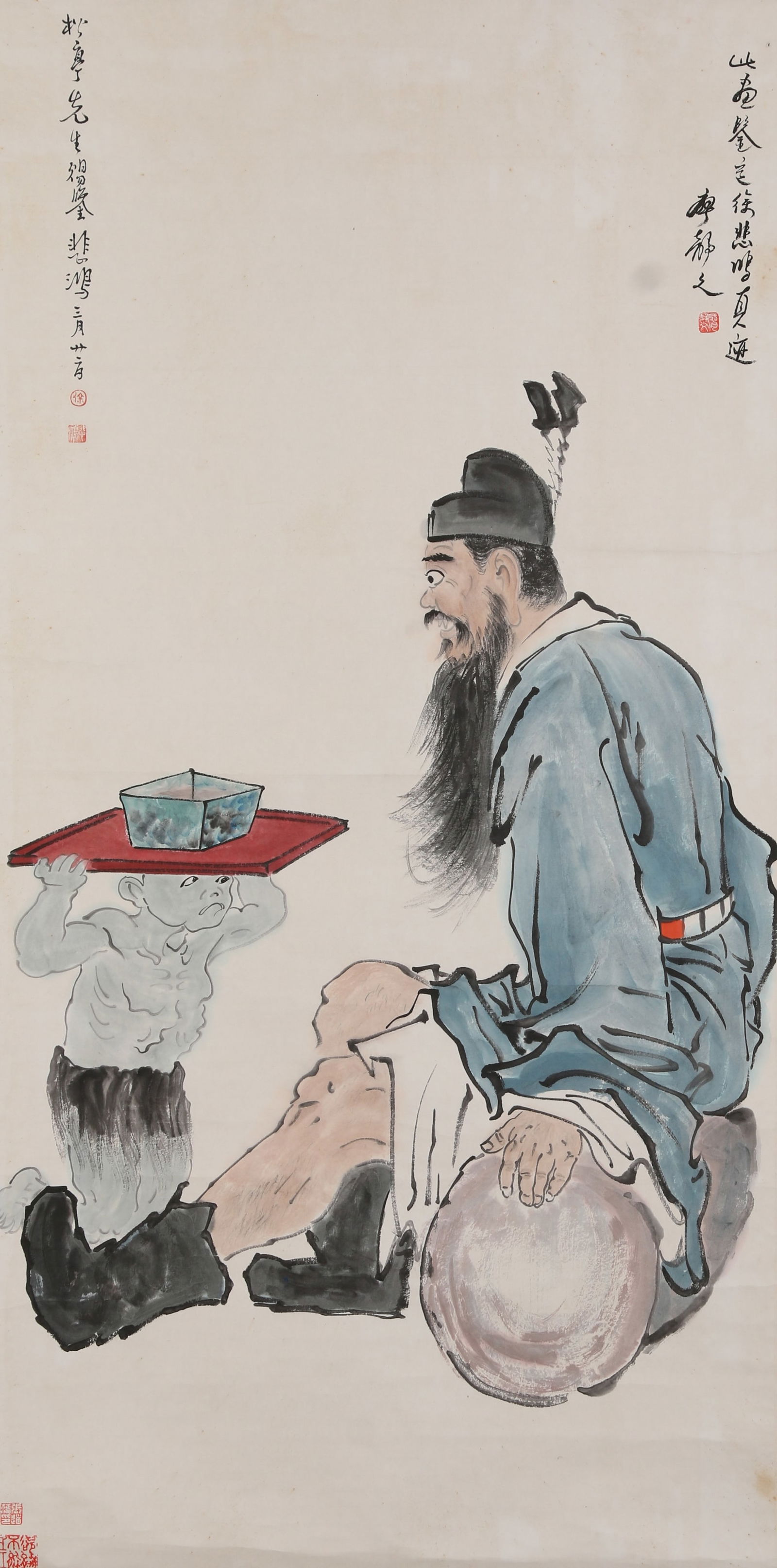 A FIGURE PAINTING ON PAPER BY XU BEIHONG.徐悲鸿: Figure Painting on Paper by Xu Beihong.徐悲鸿