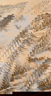 A PAINTING OF LANDSCAPE ON PAPER BY ZHANG DAQIAN.张大千: Painting of Landscape on Paper by Zhang Daqian.张大千