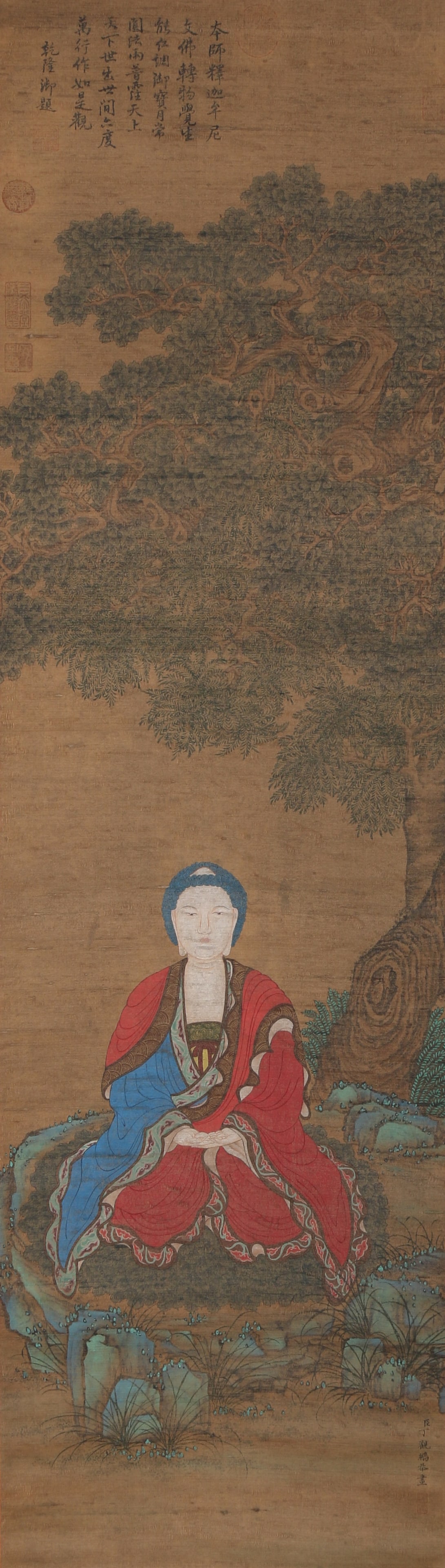 A BUDDHA IMAGE PAINTING ON SILK BY DING GUANPENG.丁观鹏 (1 of 10)