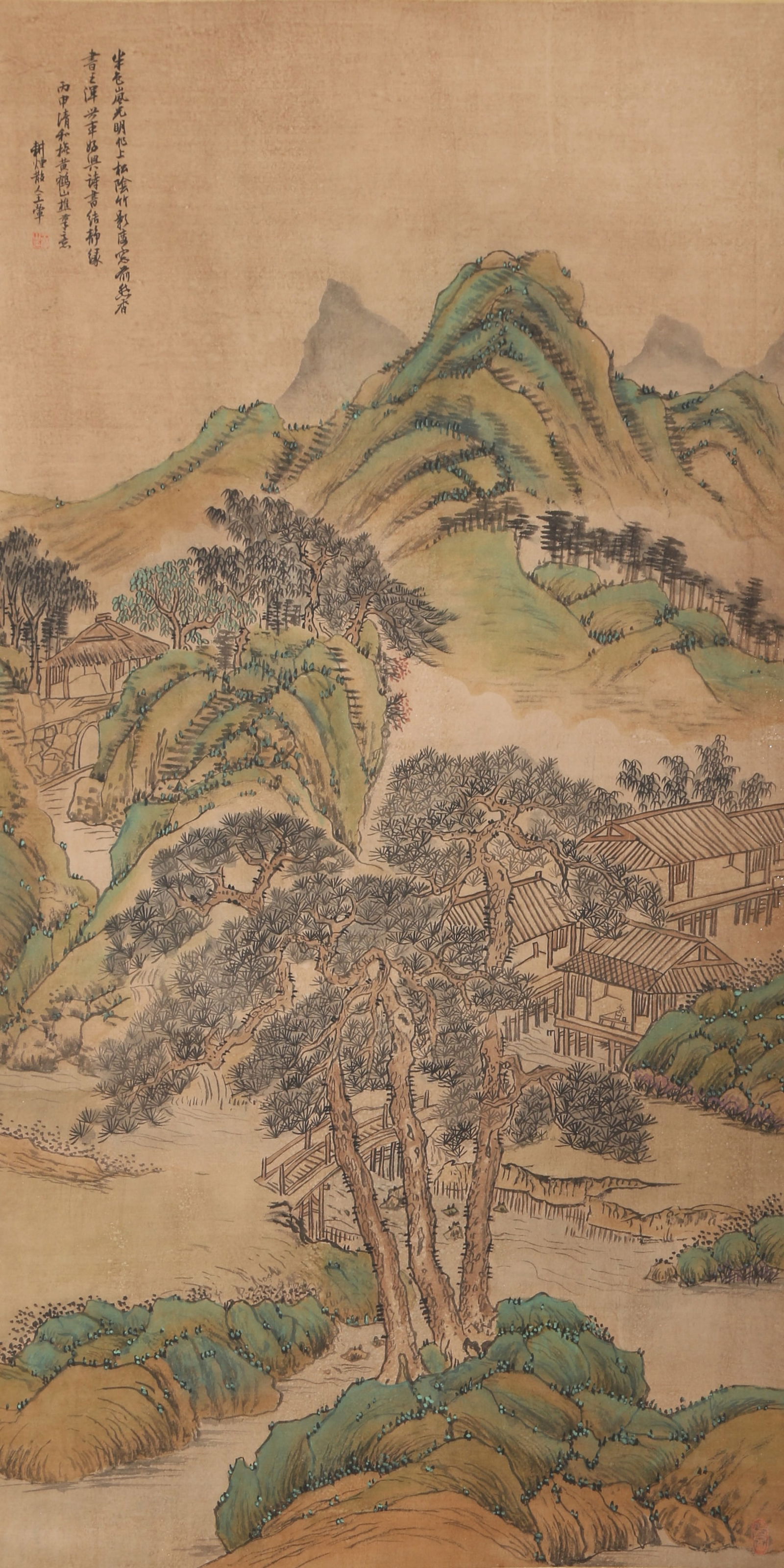 A PAPER LANDSCAPE PAINTING BY WANG HUI.王翚: Paper landscape painting by Wang Hui.王翚