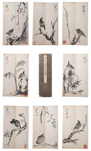 A ALBUM OF BIRDS-AND-FLOWERS BY BADA SHANREN (12 PAGES, ON PAPER).八大山人: Album of Birds-and-Flowers by Bada Shanren (12 Pages, on Paper).&#20843;&#22823;&#23665;&#20154;