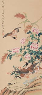 A FLOWER-AND-BIRD PAINTING ON PAPER BY CHEN ZHIFO.陈之佛: Flower-and-Bird Painting on Paper by Chen Zhifo.&#38472;&#20043;&#20315;