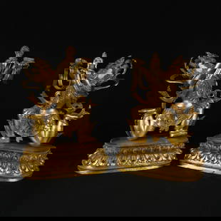 A SET OF GILT BRONZE OFFERING HEAVENLY MAIDENS: Set of Gilt Bronze Offering Heavenly Maidens