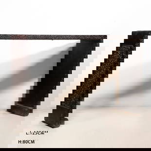 A ZITAN WOOD QIN TABLE WITH FLORAL DESIGN: Zitan Wood Qin Table with Floral Design