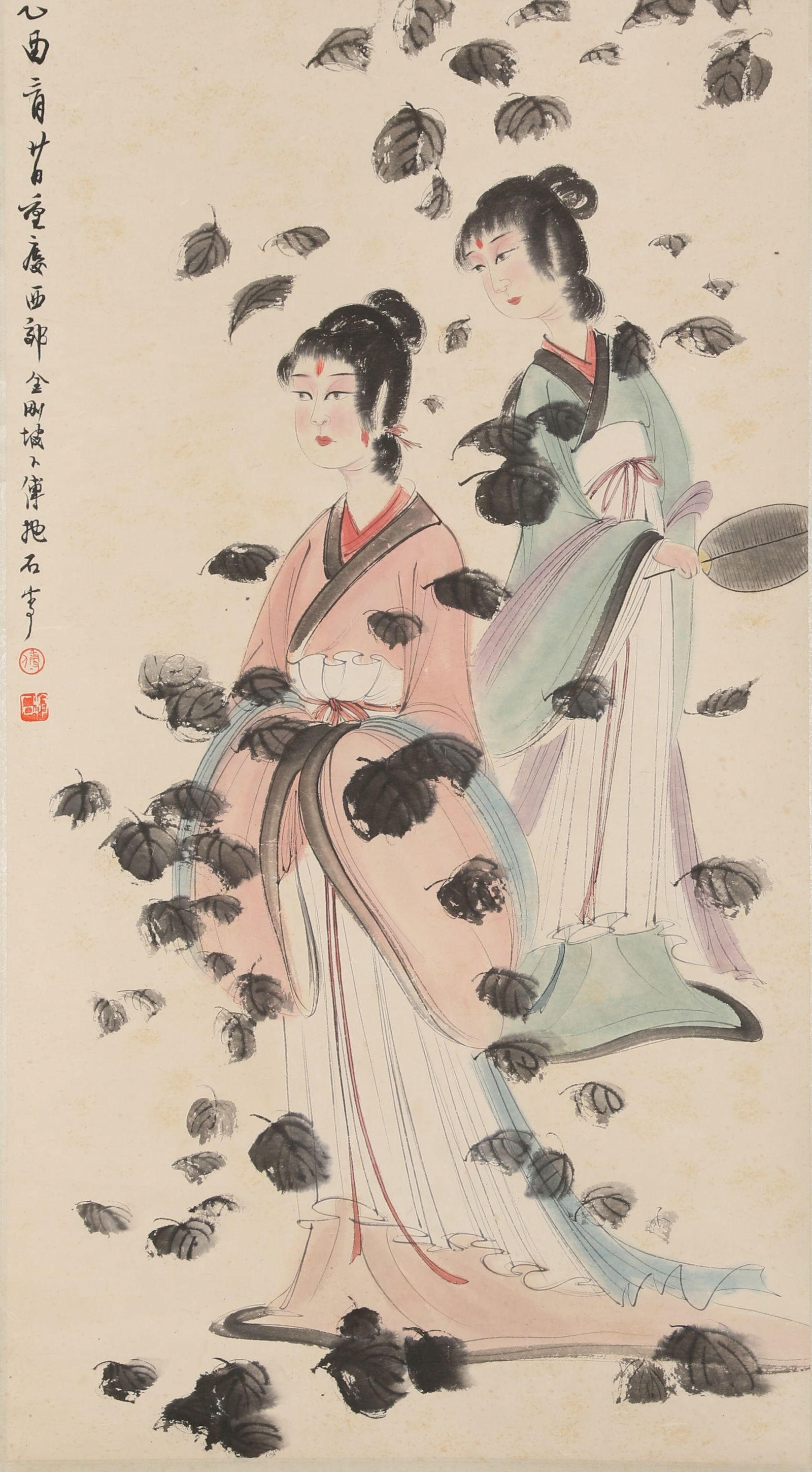 A FIGURES PAINTING ON PAPER BY FU BAOSHI.傅抱石: Figures Painting on Paper by Fu Baoshi.傅抱石