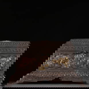 A SET OF GILT PURE SILVER BUDDHIST SUTRA SCROLLS FROM AN OLD COLLECTION: Set of Gilt Pure Silver Buddhist Sutra Scrolls from an Old Collection