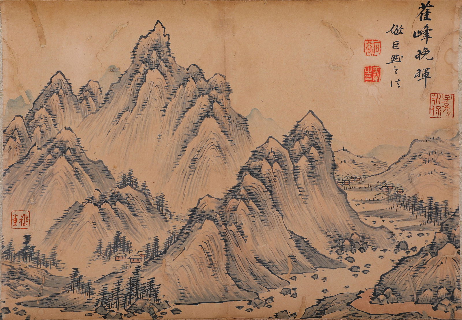 A LANDSCAPE PAINTING ON PAPER BY WANG HUI.王翚: Landscape painting on paper by Wang Hui.王翚