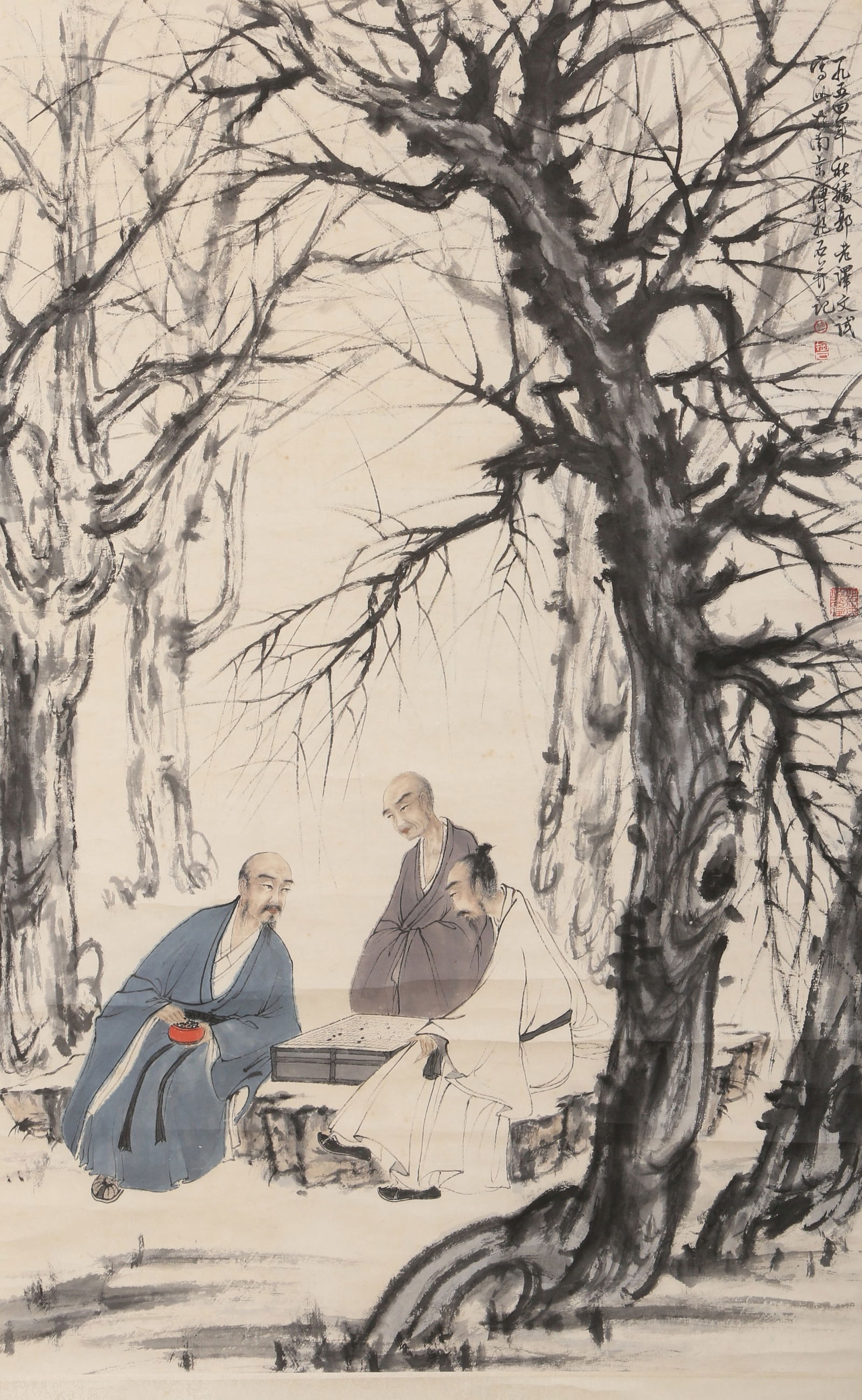 A FIGURE PAINTING ON PAPER BY FU BAOSHI.傅抱石: Figure Painting on Paper by Fu Baoshi.傅抱石