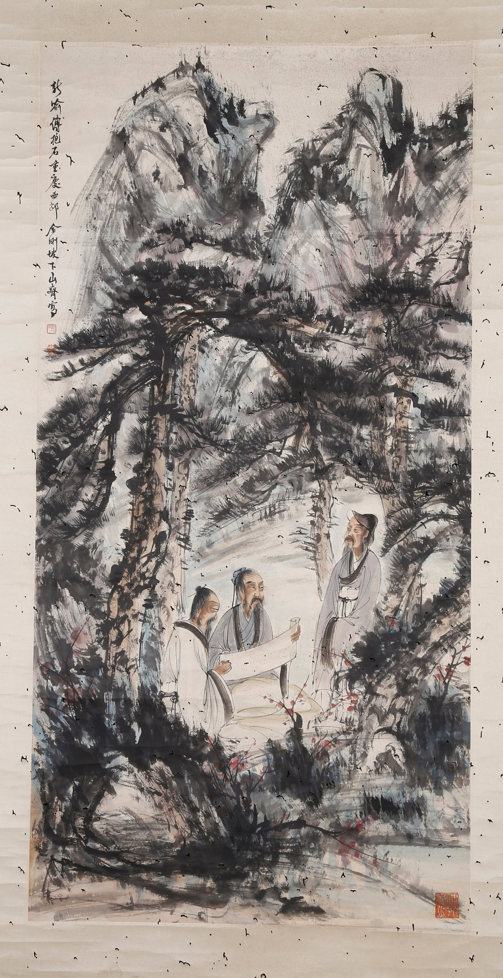 A PAPER LANDSCAPE PAINTING BY FU BAOSHI.傅抱石: Paper Landscape Painting by Fu Baoshi.傅抱石