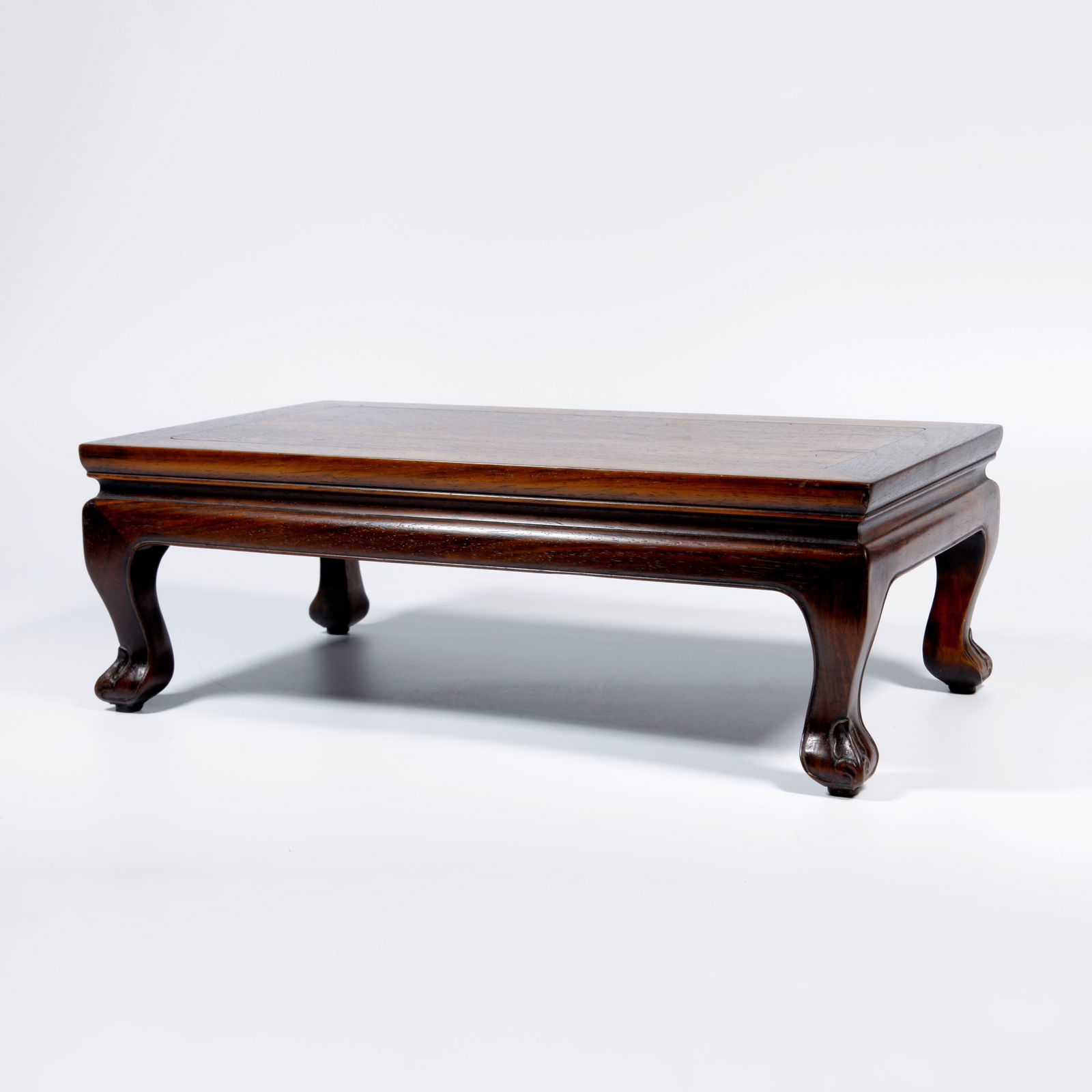 A HUANGHUALI WOOD CARVING SMALL TEA TABLE: Huanghuali Wood Carving Small Tea Table