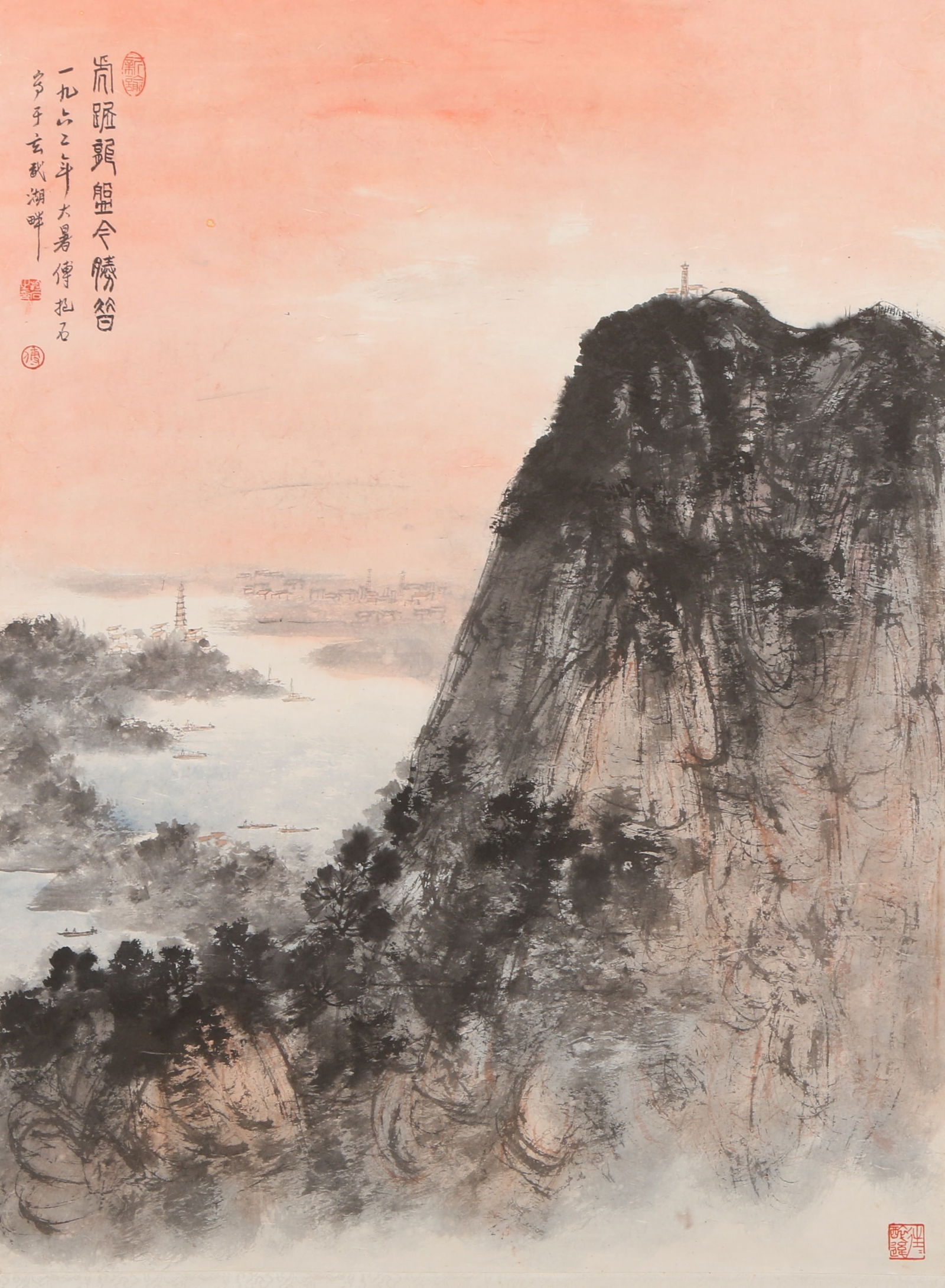 A LANDSCAPE PAINTING ON PAPER BY FU BAOSHI.傅抱石: Landscape Painting on Paper by Fu Baoshi.傅抱石