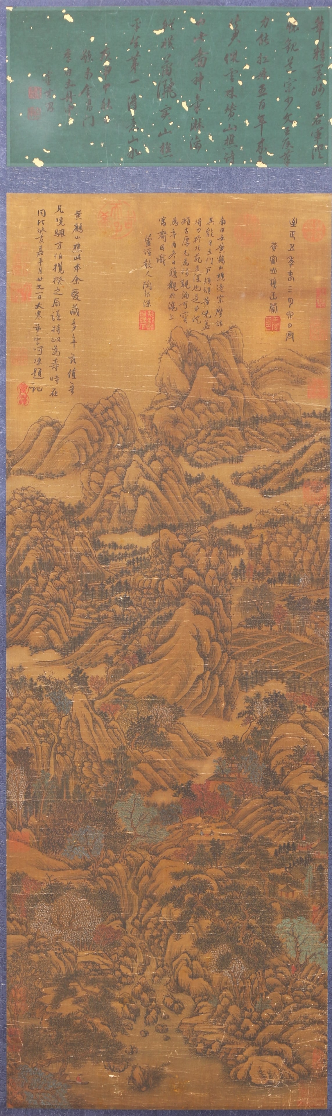 A LANDSCAPE PAINTING ON SILK BY WANG MENG.王蒙: Landscape Painting on Silk by Wang Meng.王蒙