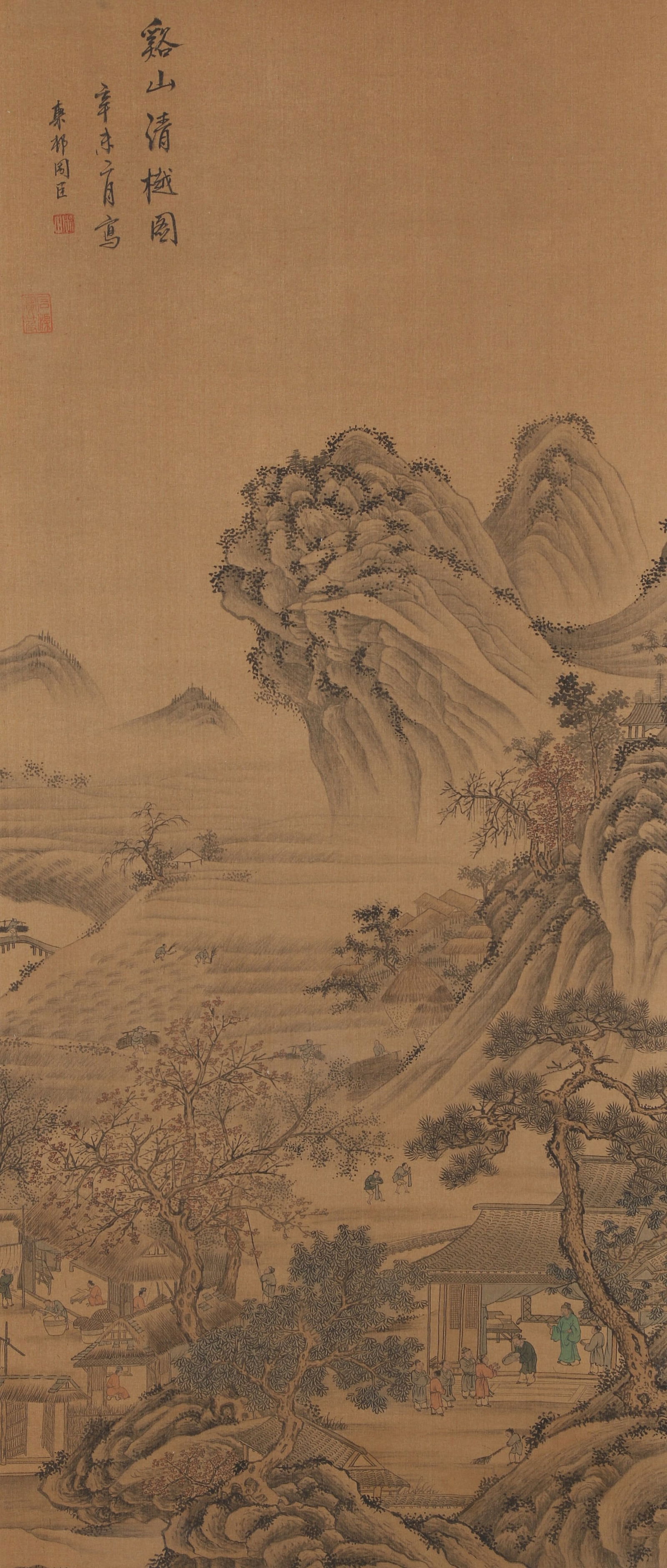 A LANDSCAPE PAINTING ON SILK BY ZHOU CHEN.周臣: Landscape Painting on Silk by Zhou Chen.周臣