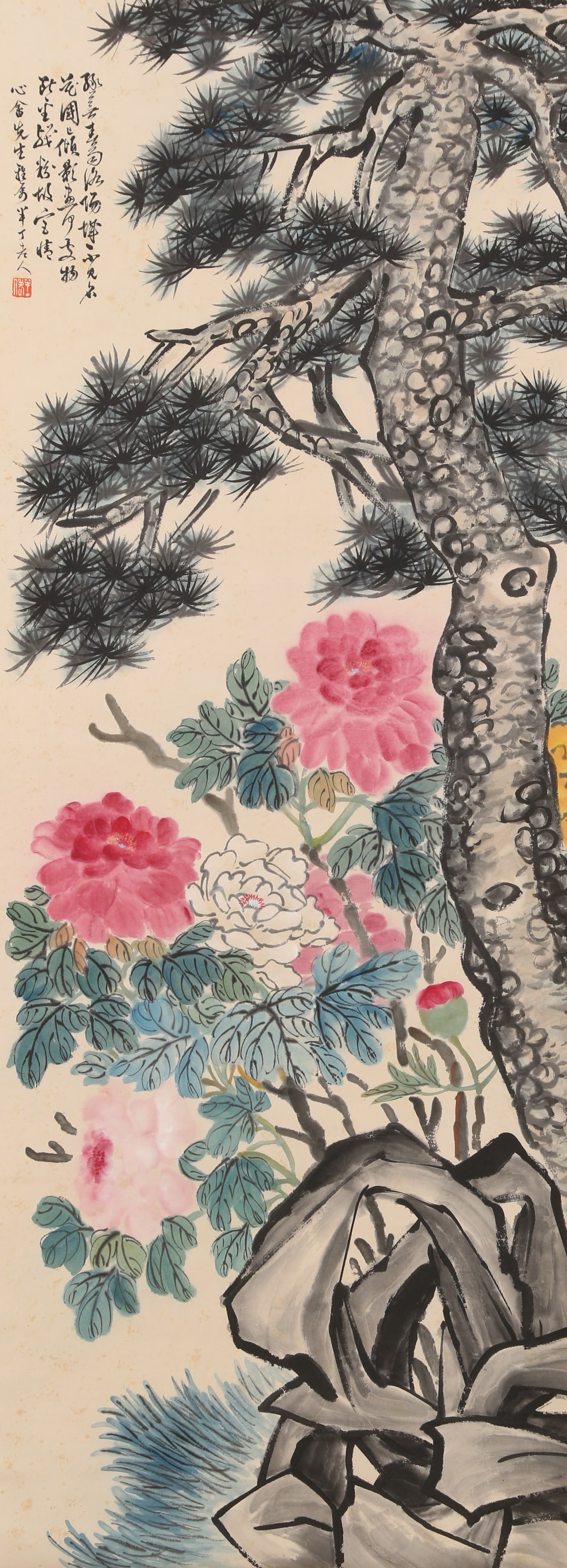 A FLOWER PAINTING ON PAPER BY CHEN BANDING.陈半丁: Flower Painting on Paper by Chen Banding.陈半丁