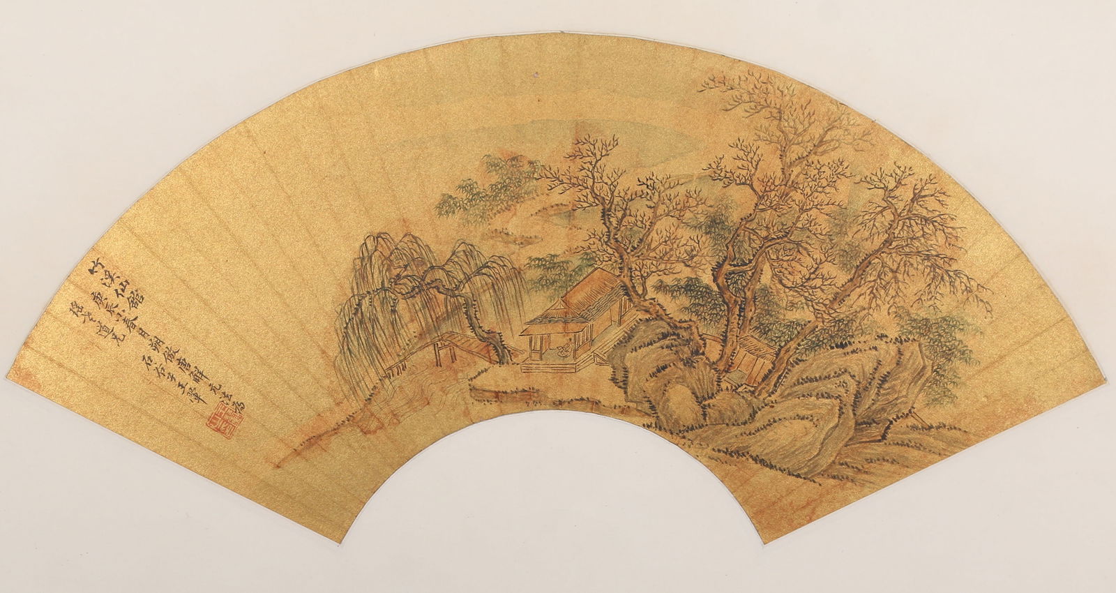 A LANDSCAPE PAINTING ON PAPER (MOUNTED AS HANGING SCROLL) BY WANG HUI.王翚: Landscape Painting on Paper (Mounted as Hanging Scroll) by Wang Hui.王翚