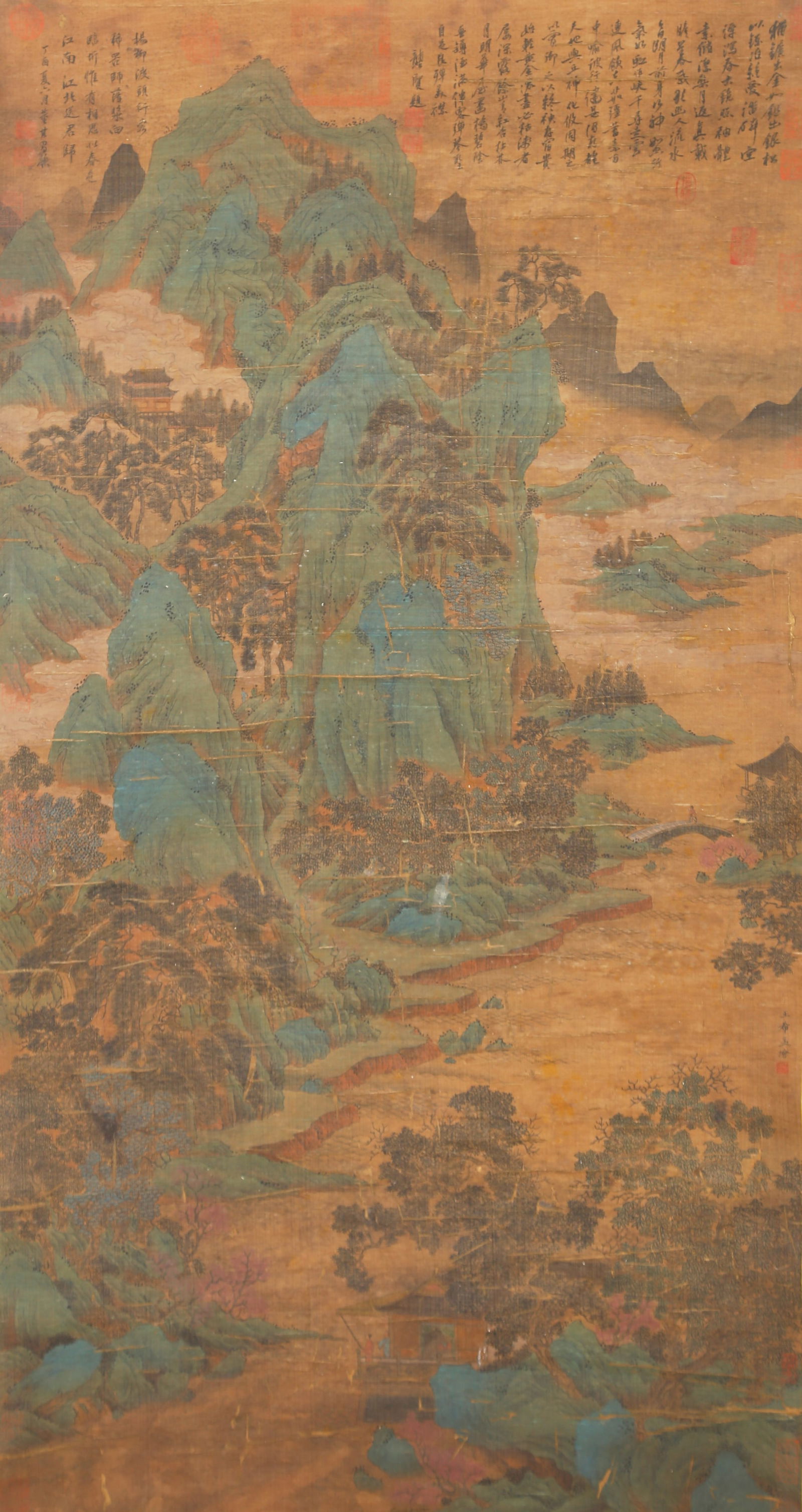 A LANDSCAPE PAINTING ON SILK BY WANG XIMENG.王希孟 (1 of 16)