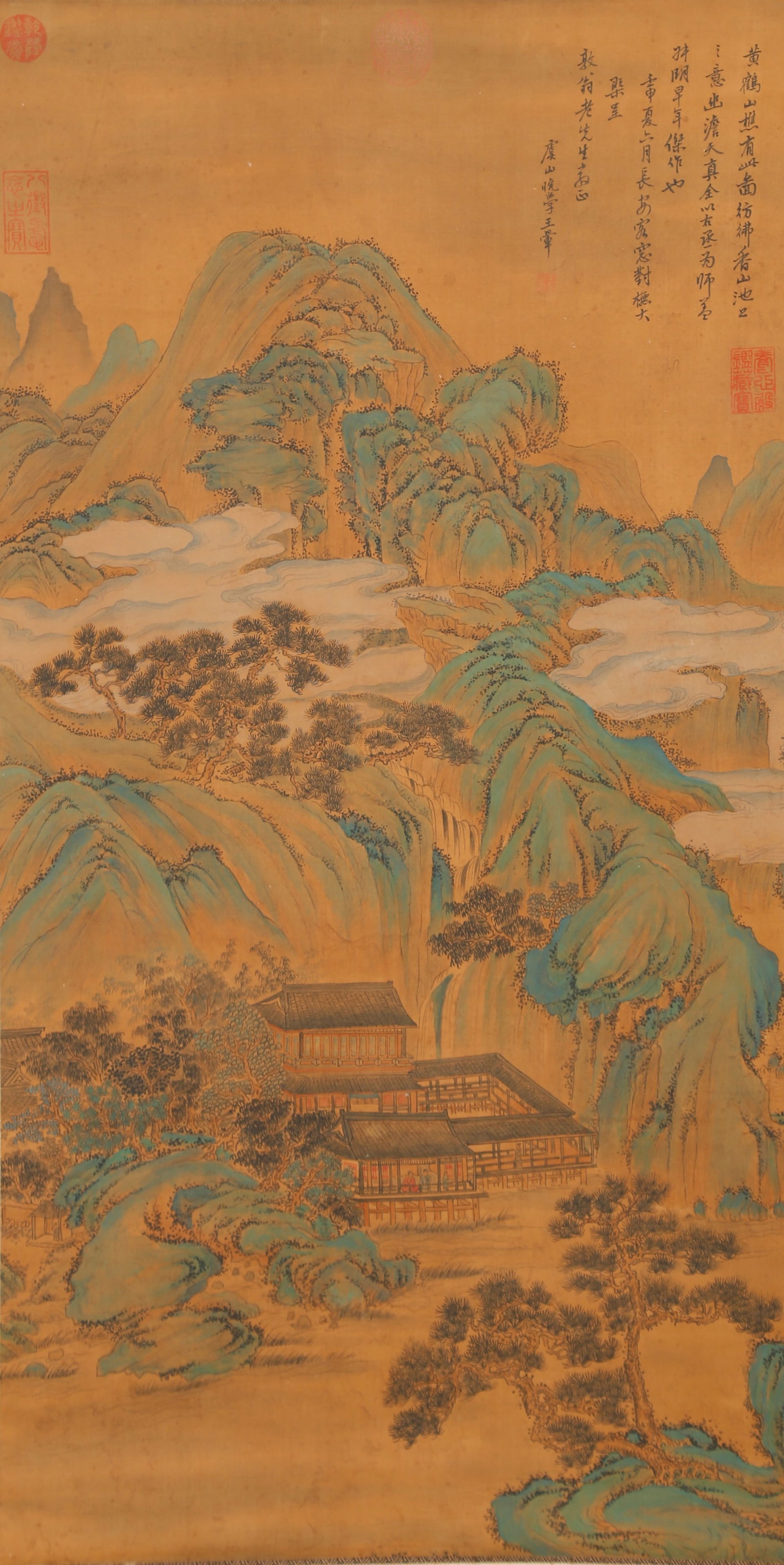 A LANDSCAPE PAINTING ON SILK BY WANG HUI.王翚: Landscape Painting on Silk by Wang Hui.王翚