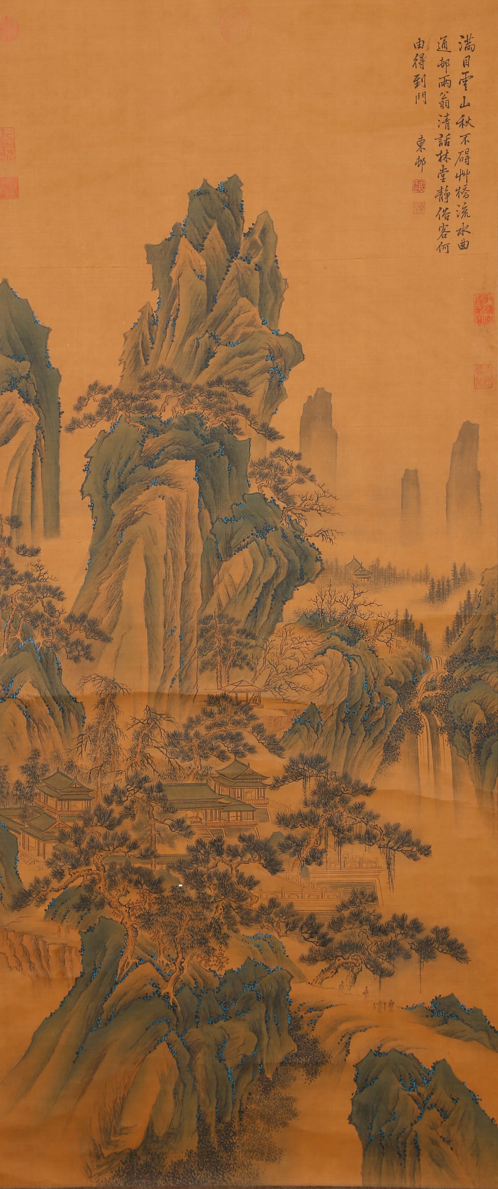 A LANDSCAPE PAINTING ON SILK BY ZHOU CHEN.周臣: Landscape Painting on Silk by Zhou Chen.周臣
