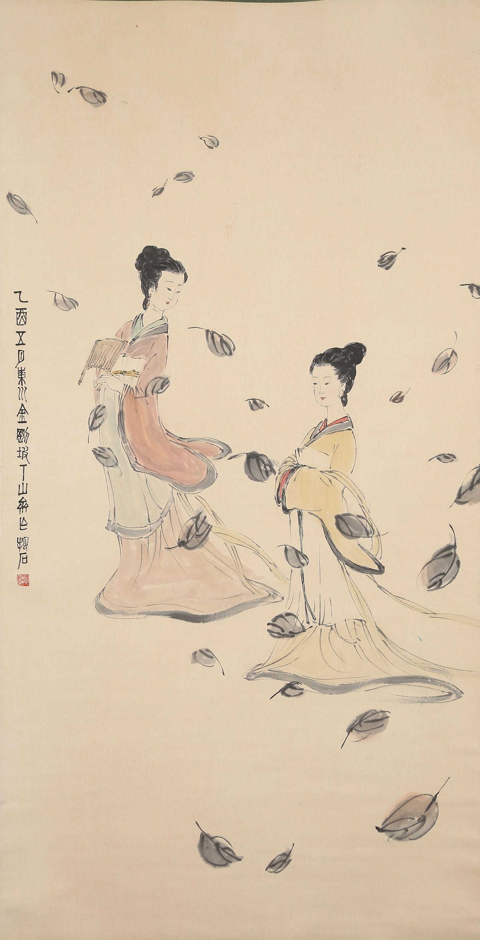 A FIGURE PAINTING ON PAPER BY FU BAOSHI.傅抱石: Figure painting on paper by Fu Baoshi.傅抱石