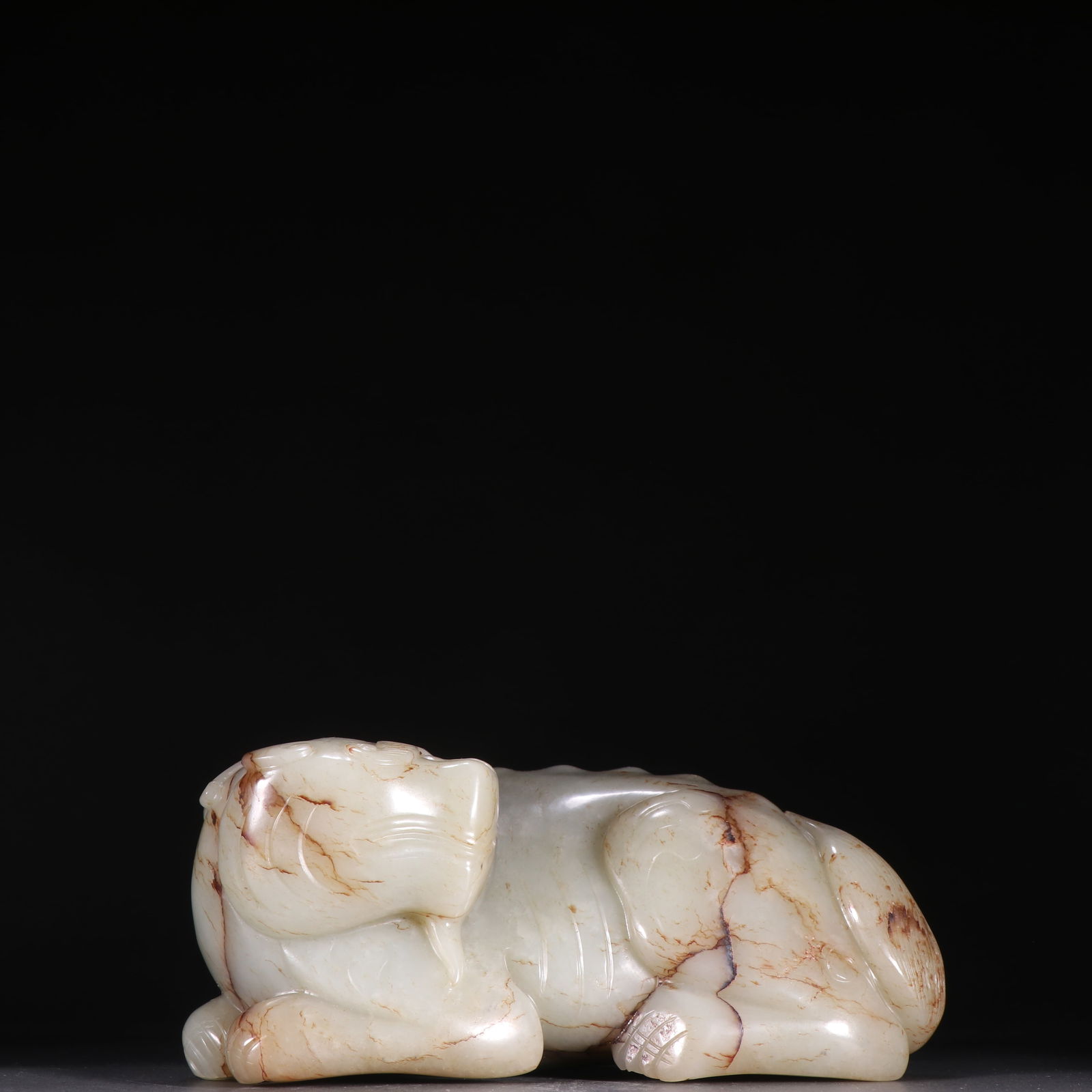 A HETIAN JADE SEED MATERIAL BEAST CARVING (1 of 9)
