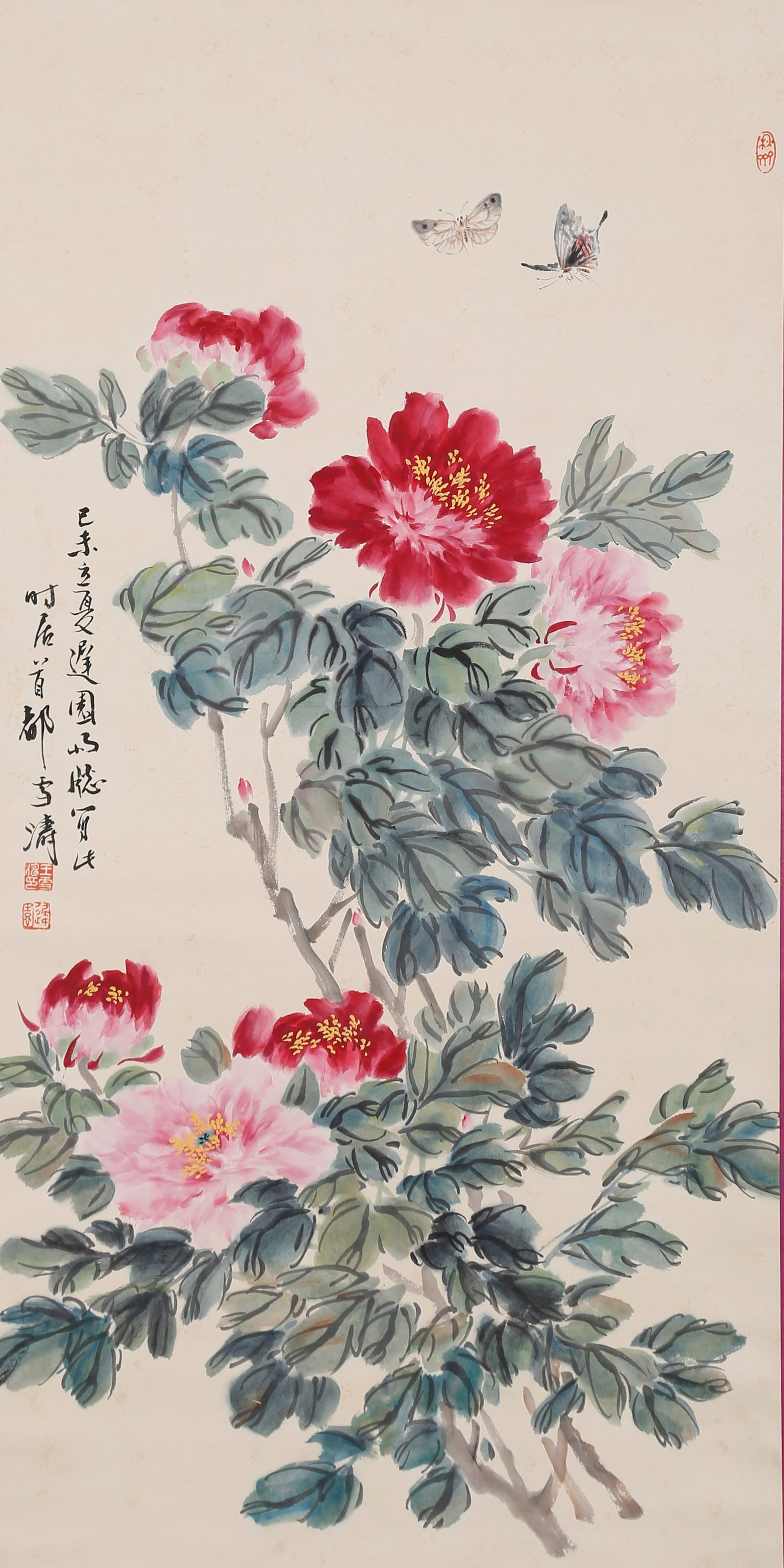 A FLOWERS AND BUTTERFLIES PAINTING ON PAPER BY WANG XUETAO.王雪濤 (1 of 12)