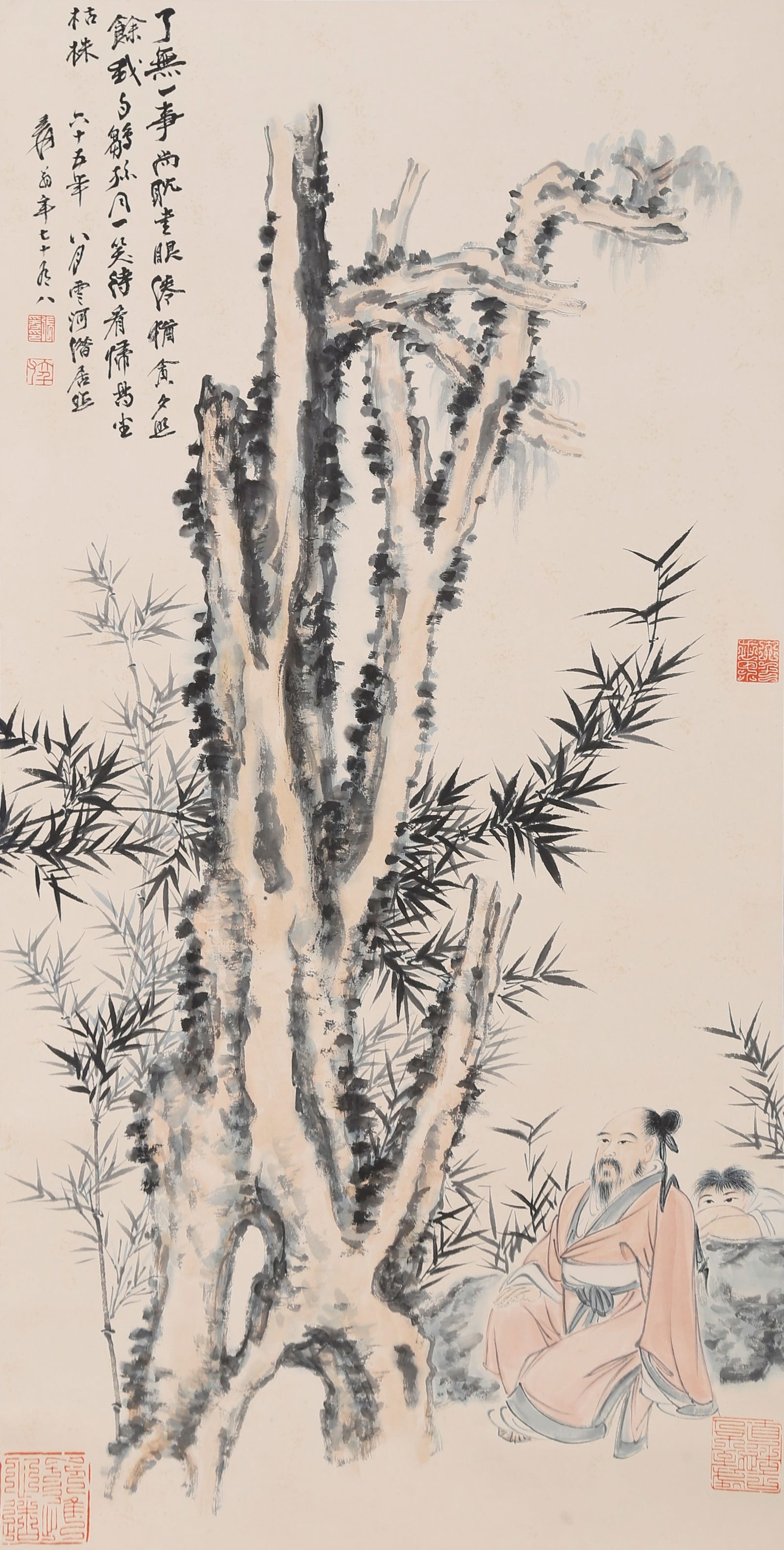 A FIGURES PAINTING ON PAPER BY ZHANG DAQIAN.張大千: Figures Painting on Paper by Zhang Daqian.張大千