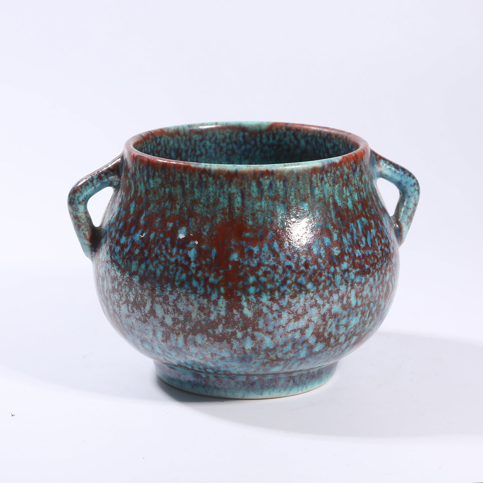 A LU JUN GLAZED DOUBLE-HANDLED CENSER: Lu Jun glazed double-handled censer