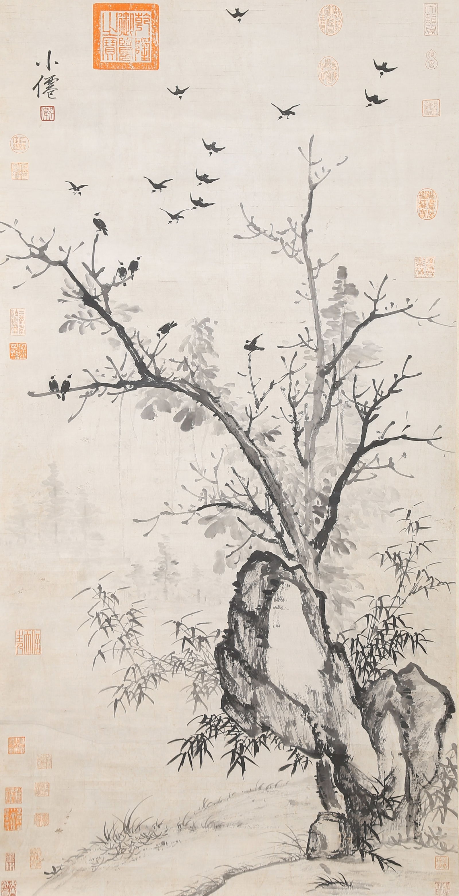 A LANDSCAPE PAINTING ON PAPER BY WU WEI.吳偉: Landscape painting on paper by Wu Wei.吳偉