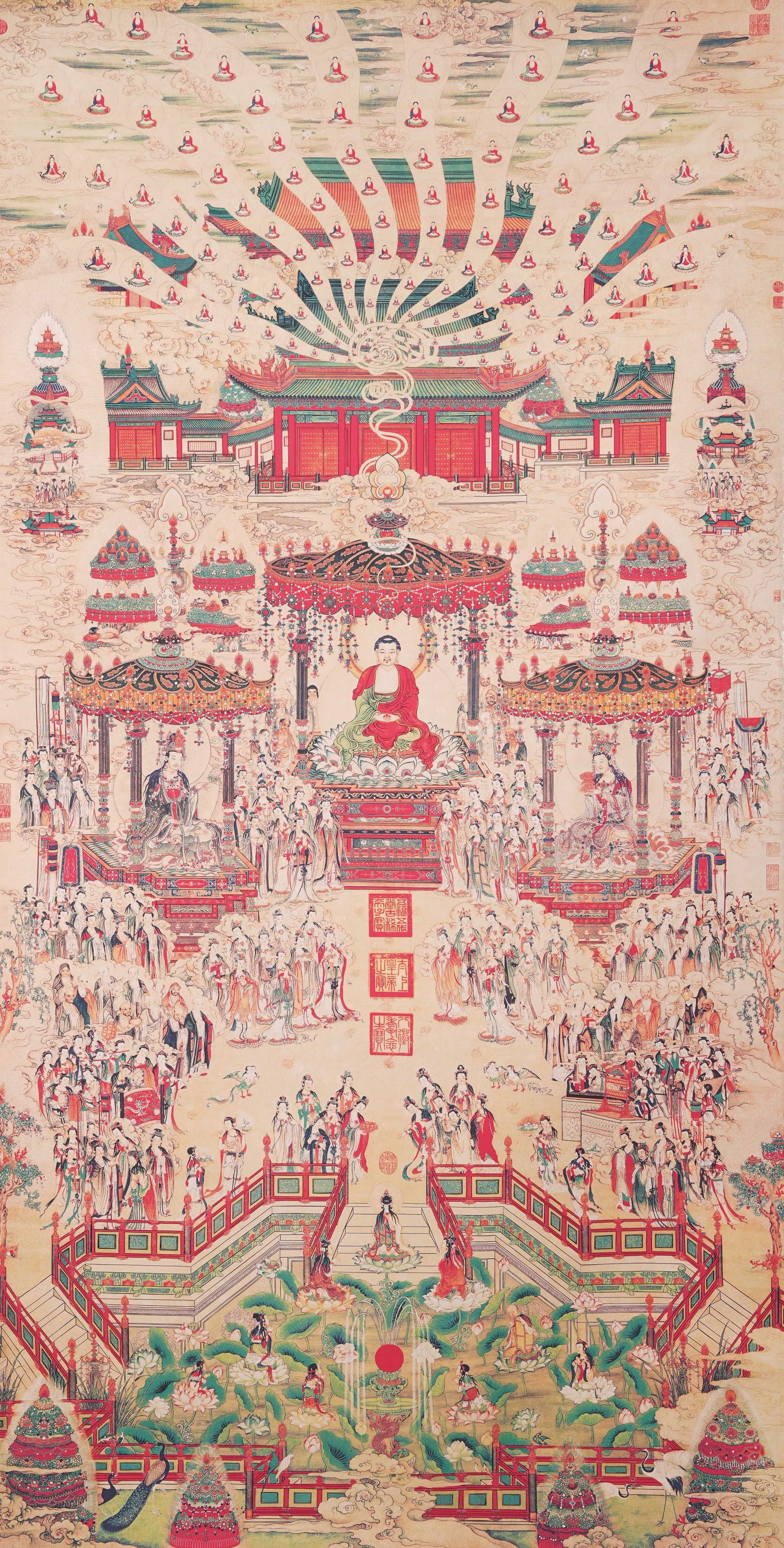 A BUDDHA-IMAGE PAINTING ON SILK BY DING GUANPENG.丁觀鵬: Buddha-image painting on silk by Ding Guanpeng.丁觀鵬