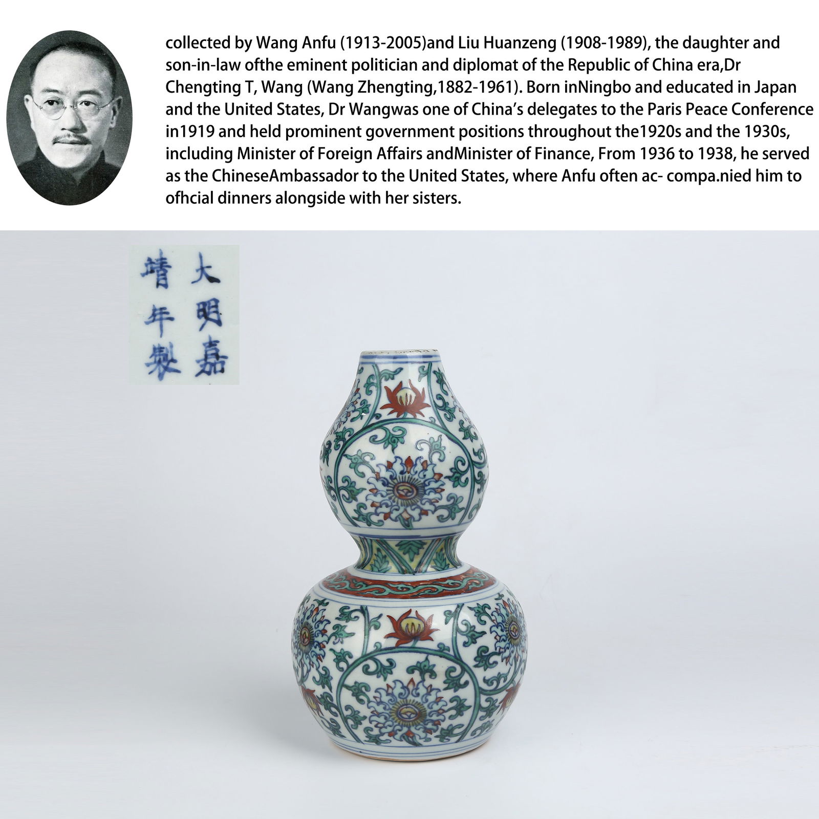 A DOUCAI GOURD VASE WITH INTERTWINED FLORAL DESIGN (1 of 10)