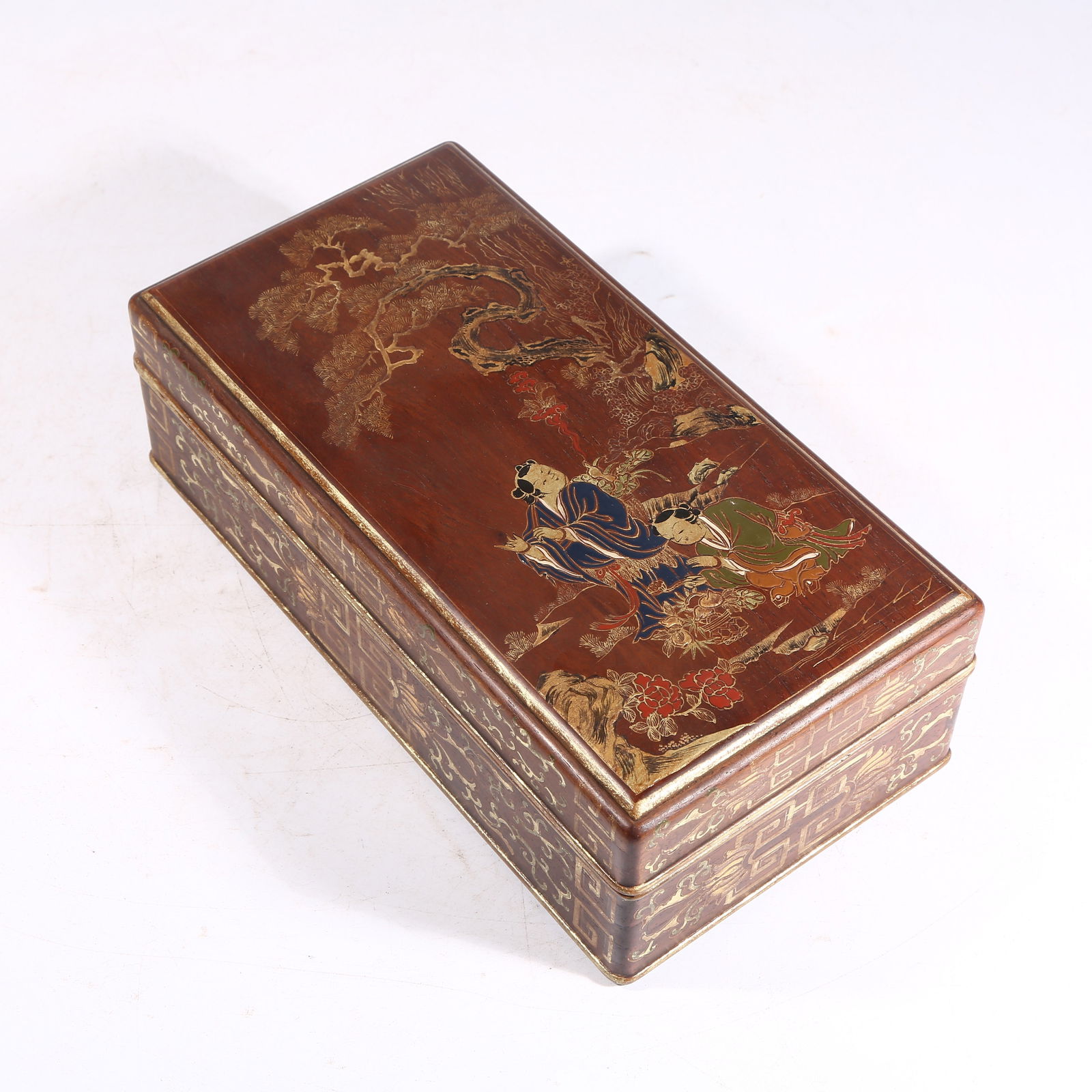 A HUANGHUALI WOOD GILT COVERED BOX (1 of 11)