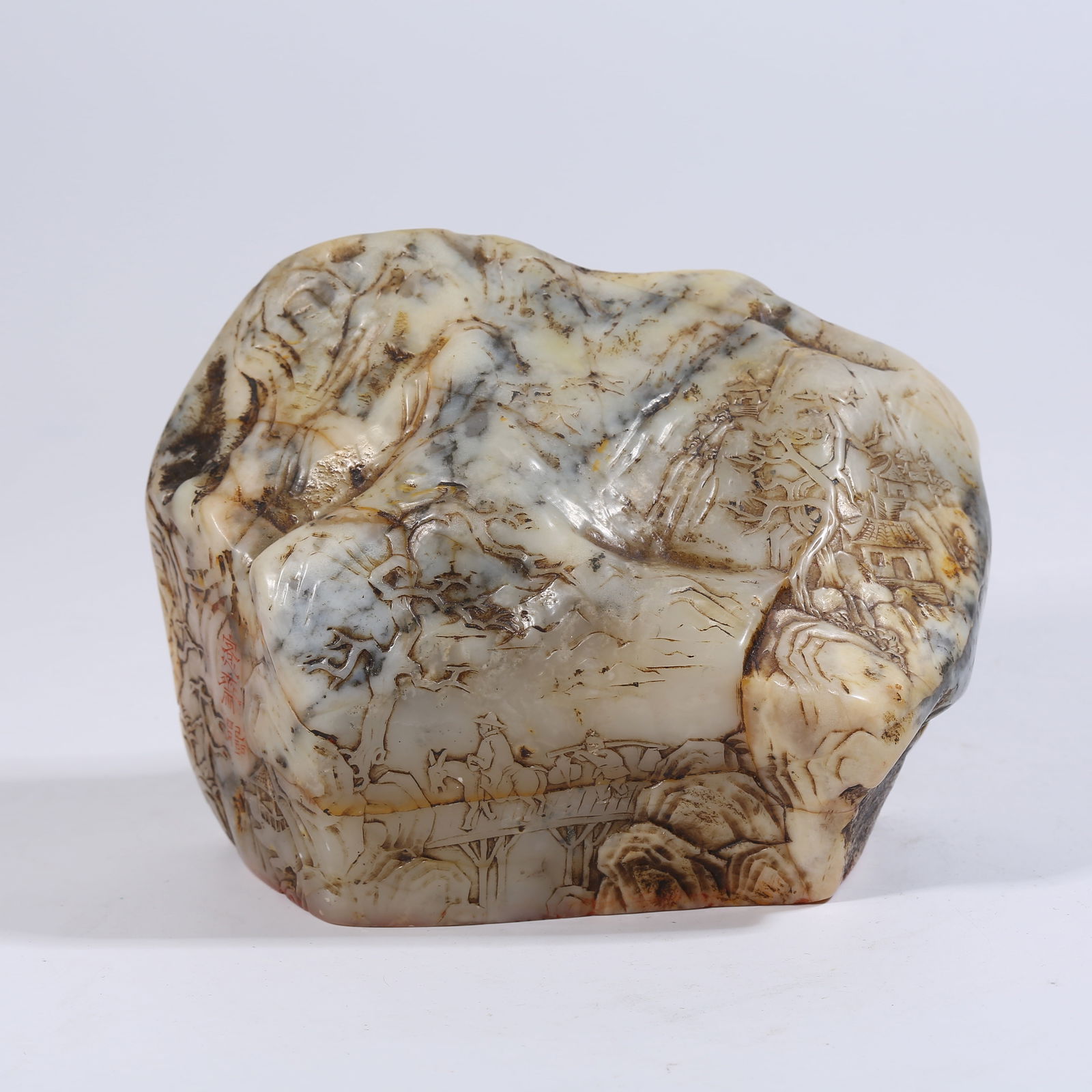 A SHOUSHAN STONE SEAL WITH LANDSCAPE PATTERN (1 of 8)