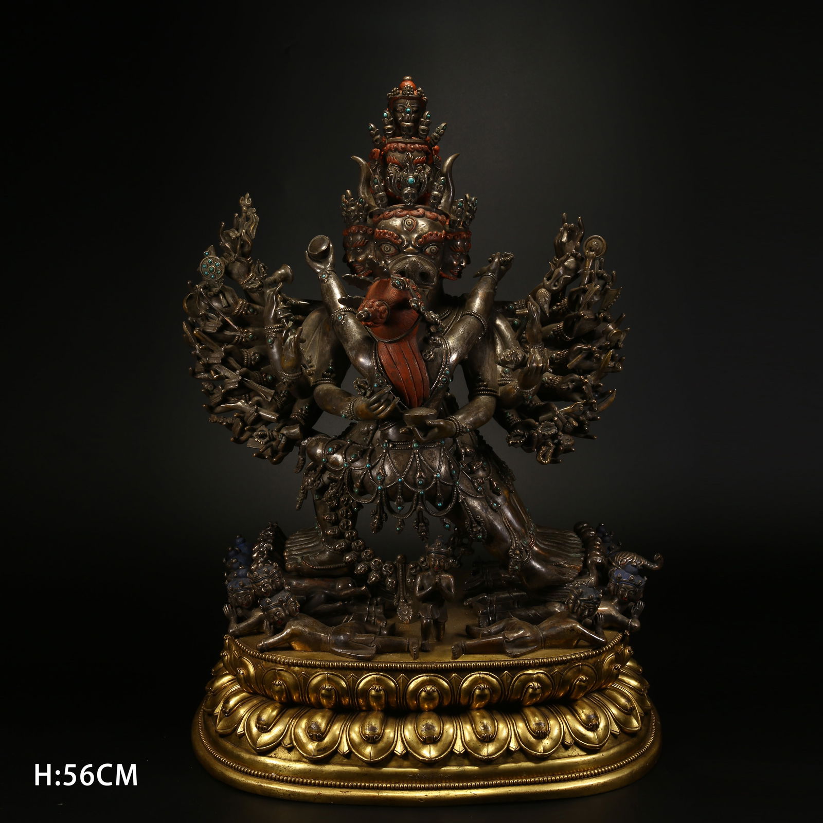 A GILT SILVER BRONZE STATUE OF MAHAVIDYA VAJRA: Gilt silver bronze statue of Mahavidya Vajra
