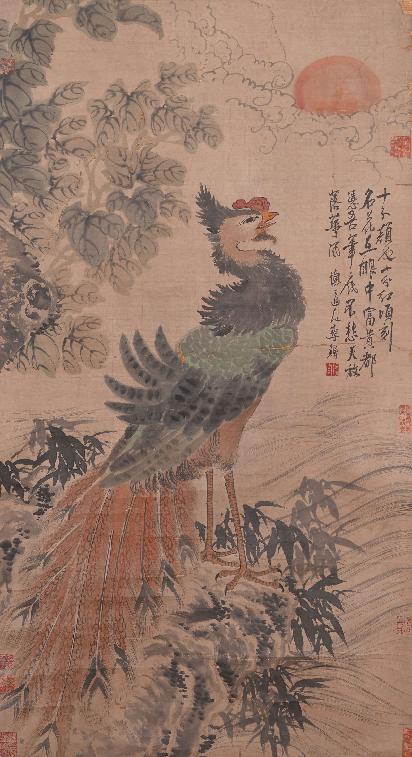 A BIRD PAINTING ON PAPER BY LI SHAN.李鱓 (1 of 9)