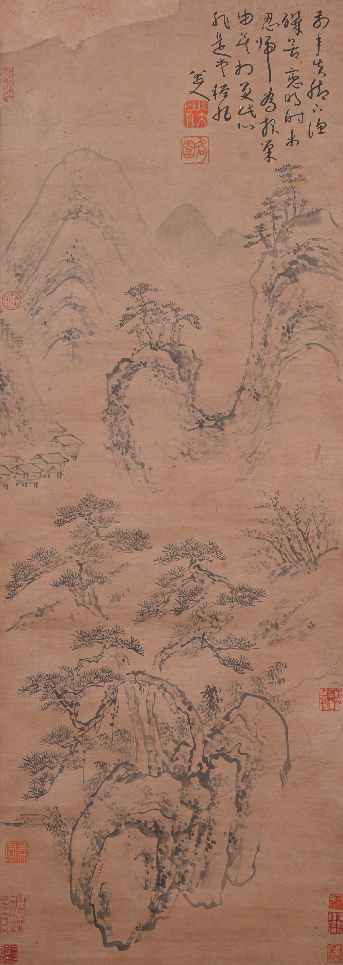 A LANDSCAPE PAINTING ON PAPER BY BADA SHANREN.八大山人 (1 of 14)