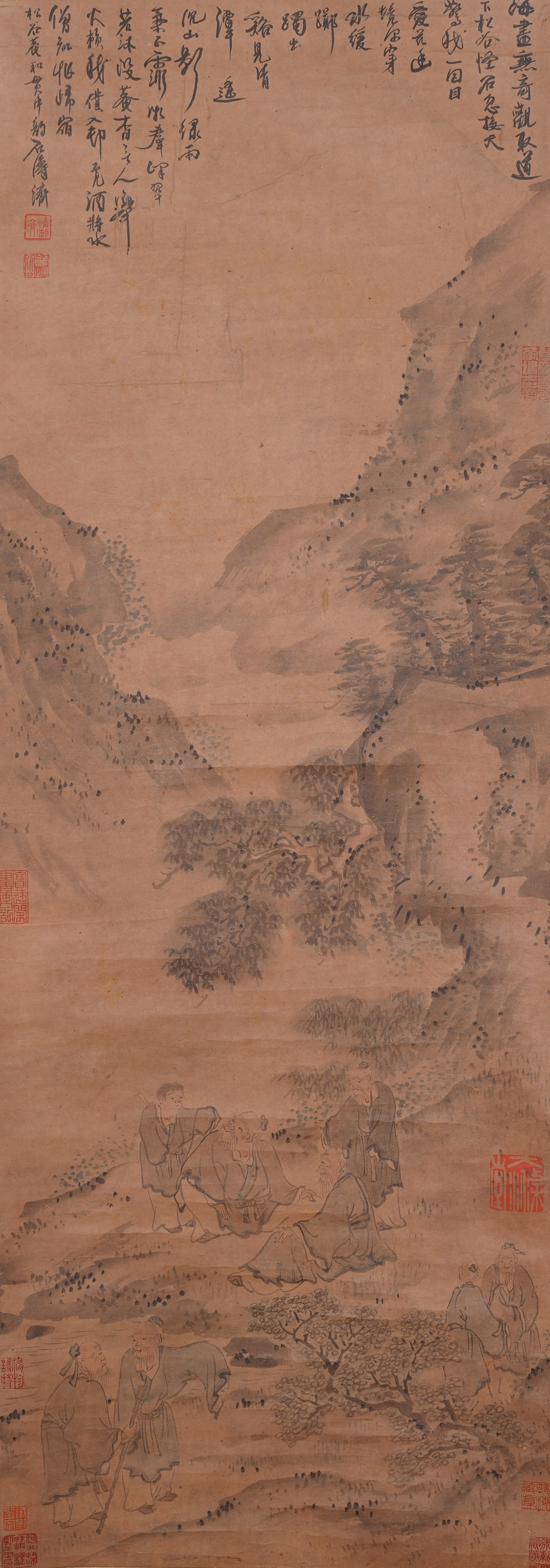 A LANDSCAPE-AND-FIGURE PAINTING ON PAPER BY SHITAO.石濤 (1 of 10)