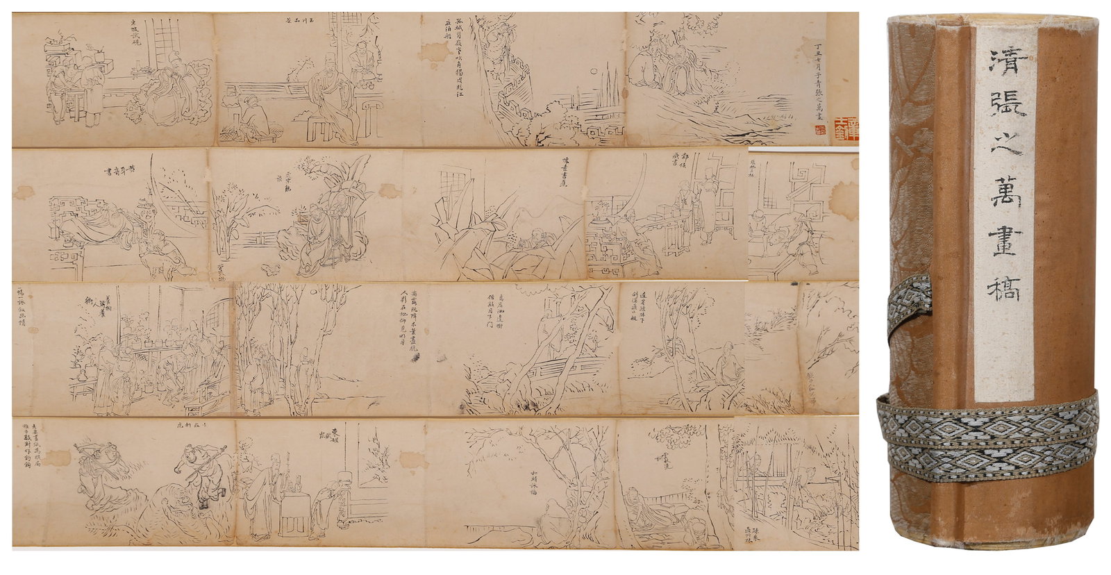 A PAPER FIGURE-STORY PAINTING HANDSCROLL BY ZHANG ZHIWAN.張之萬 (1 of 9)