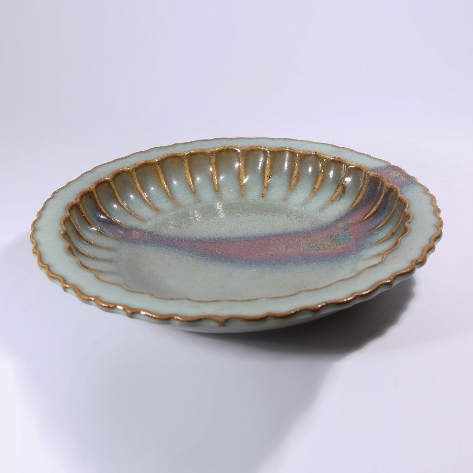 A FLARED-RIM LOBED PLATE, JUN KILN: Flared-Rim Lobed Plate, Jun Kiln