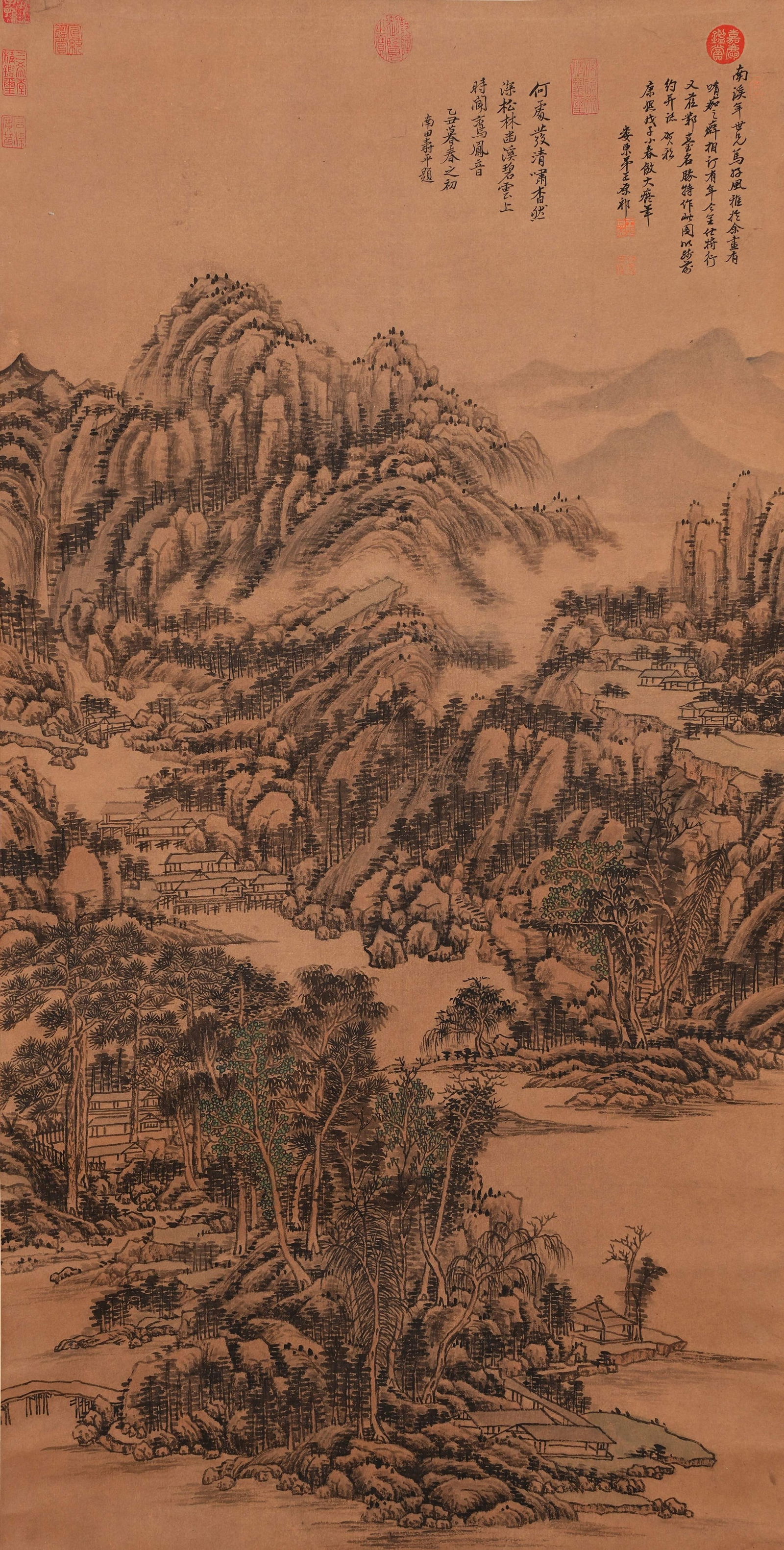 A LANDSCAPE PAINTING ON PAPER BY WANG YUANQI.王原祁 (1 of 11)