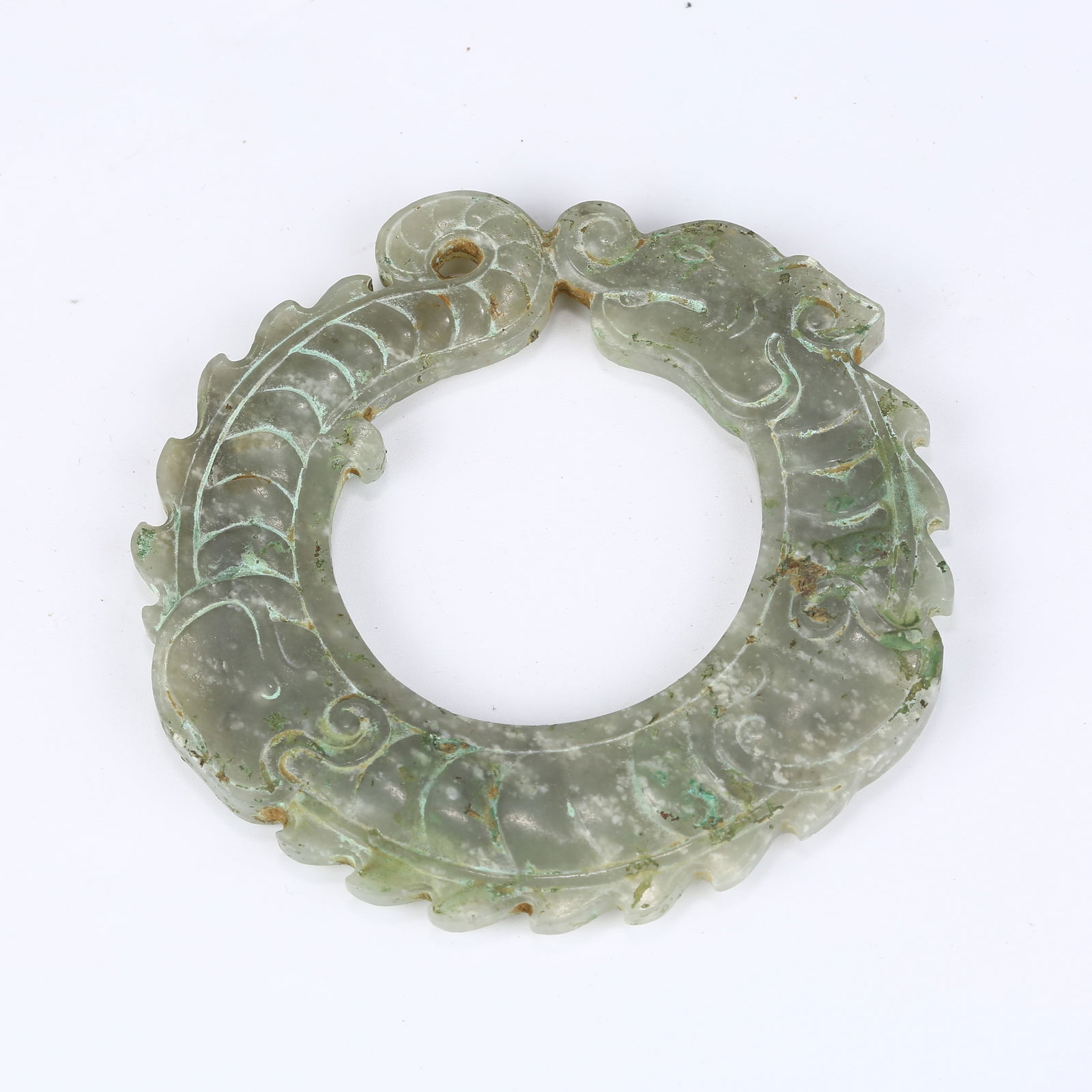 A ANCIENT JADE OUROBOROS DRAGON RING: Ancient Jade Ouroboros Dragon Ring
