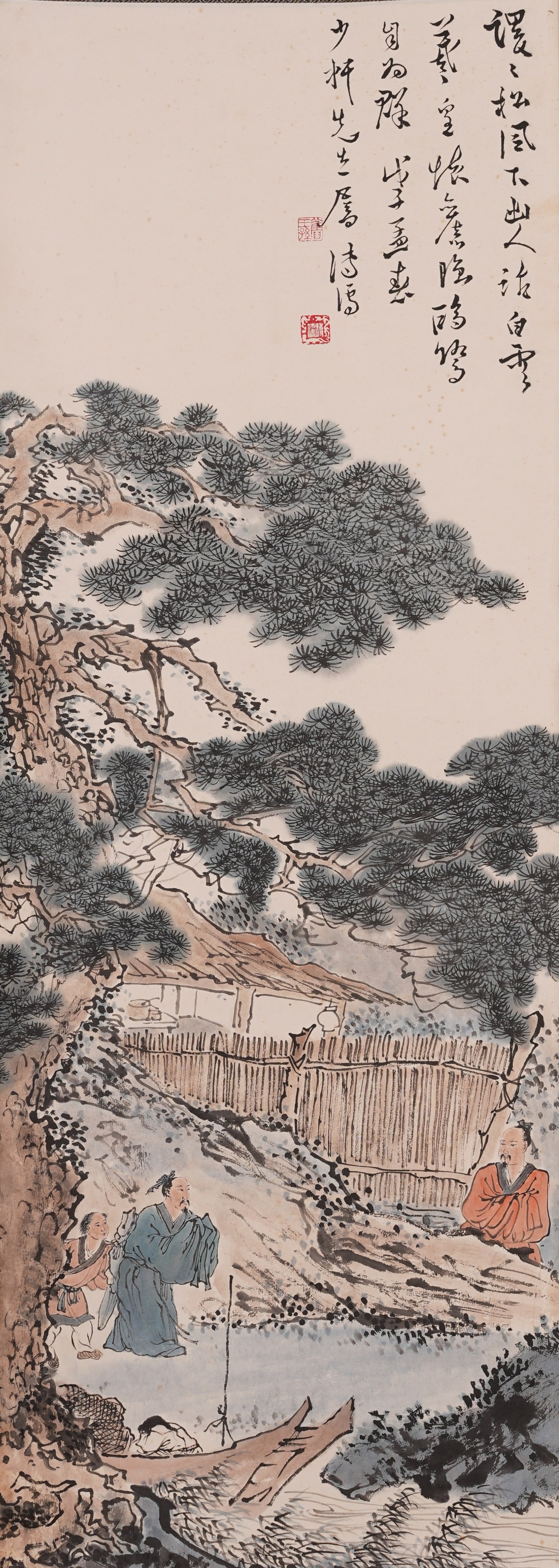 A FIGURE PAINTING ON PAPER BY PU RU.溥儒: Figure Painting on Paper by Pu Ru.溥儒