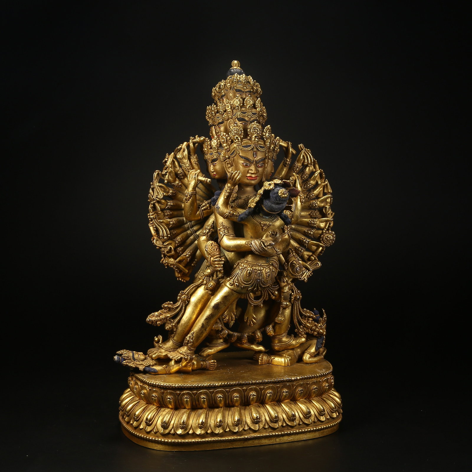 A GILT BRONZE STATUE OF UPPER BLISS VAJRA DEITY (1 of 9)