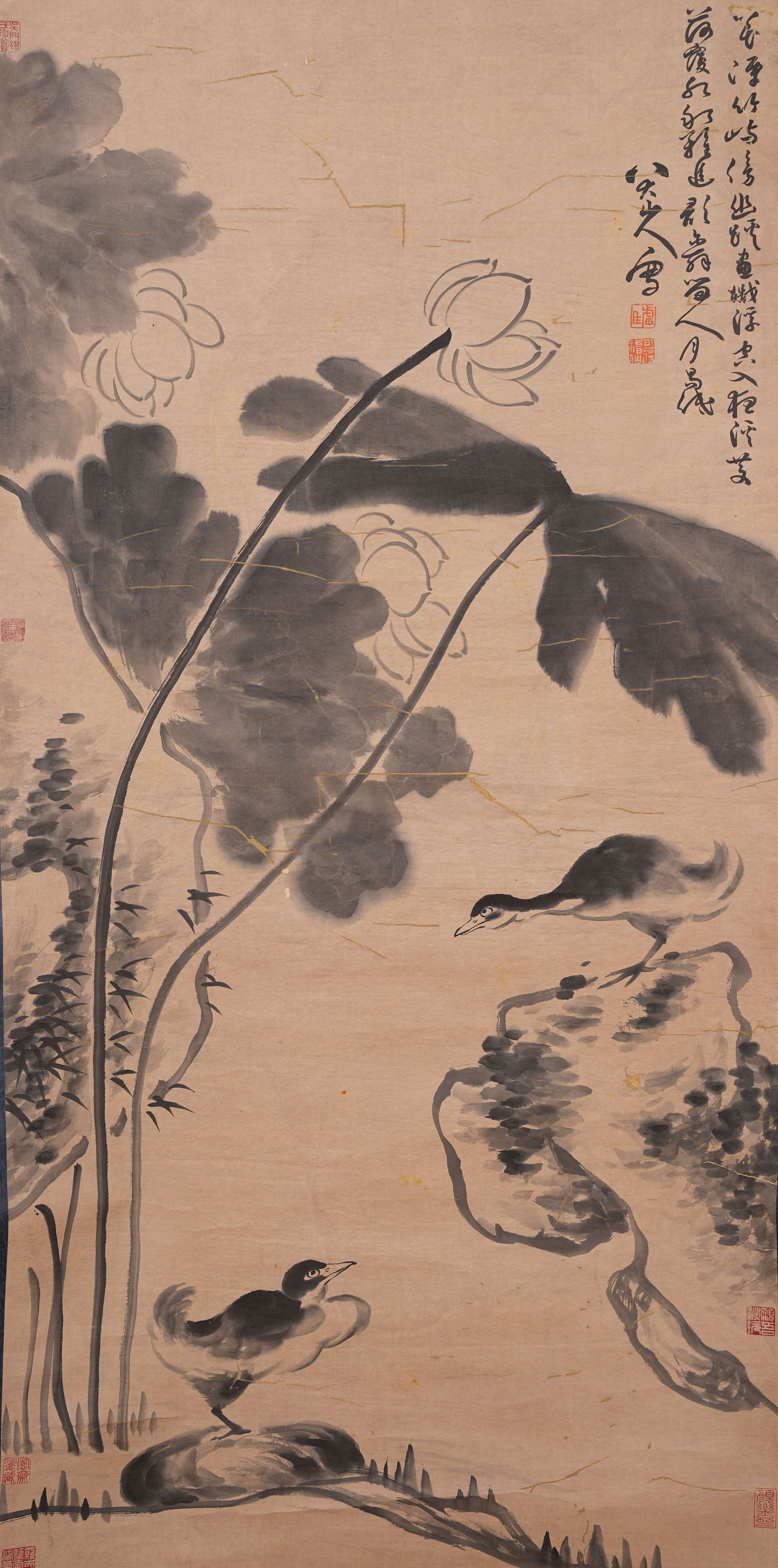 A WATERFOWL PAINTING ON PAPER BY BADA SHANREN.八大山人 (1 of 9)