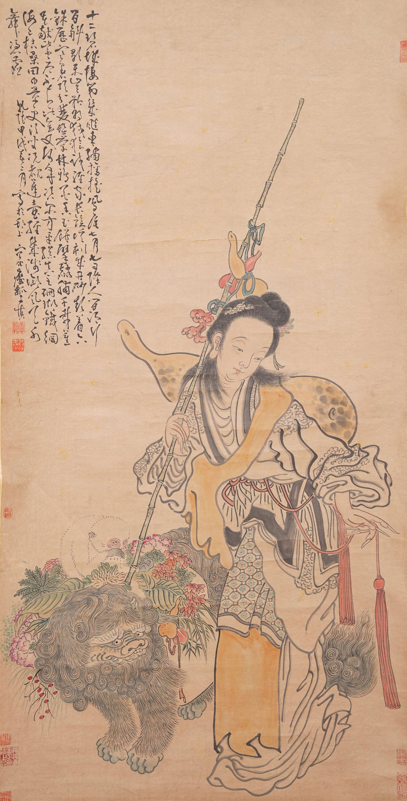 A FIGURE PAINTING ON PAPER BY HUANG SHEN.黃慎 (1 of 9)