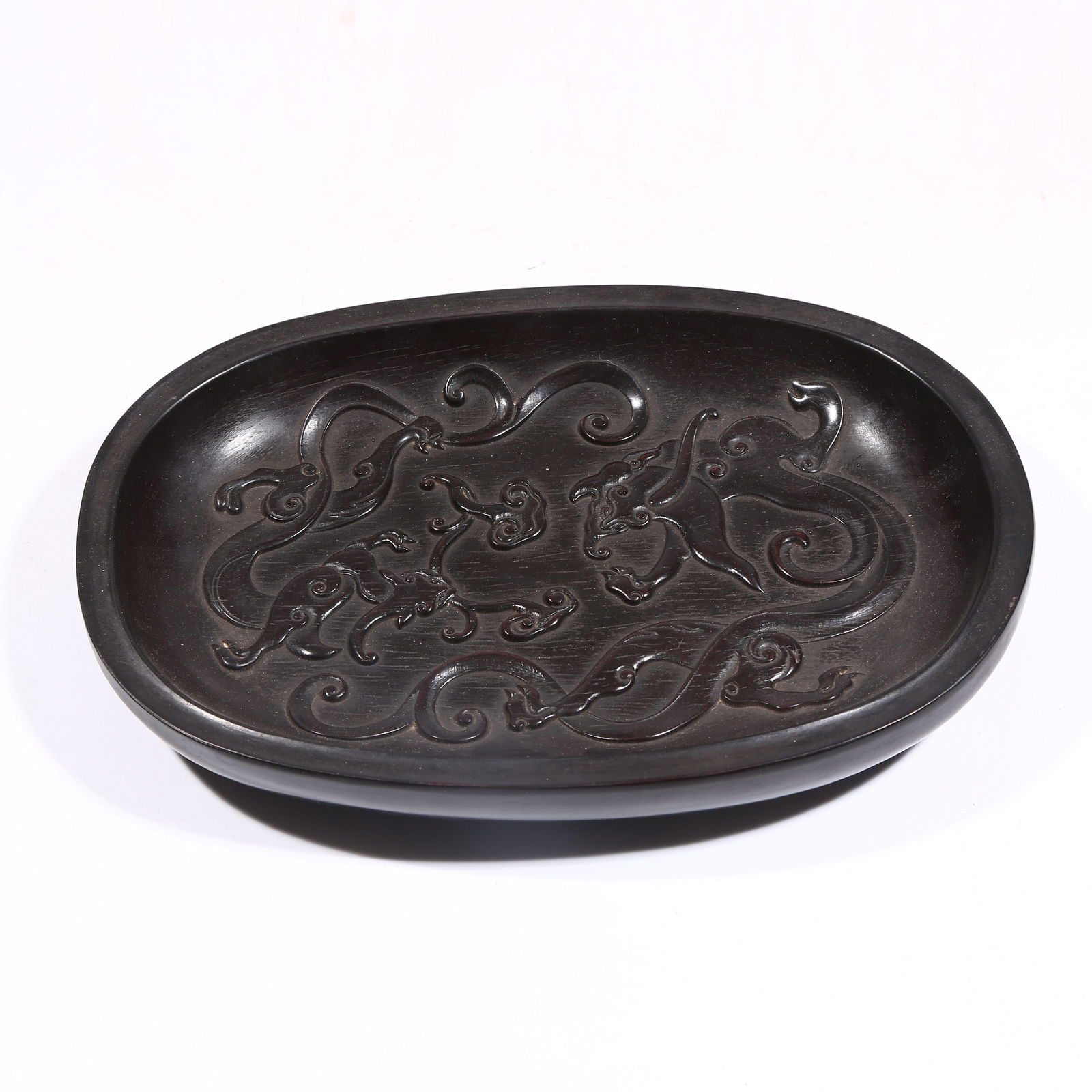 A ZITAN WOOD TRAY CARVED WITH CHI DRAGON PATTERN (1 of 7)
