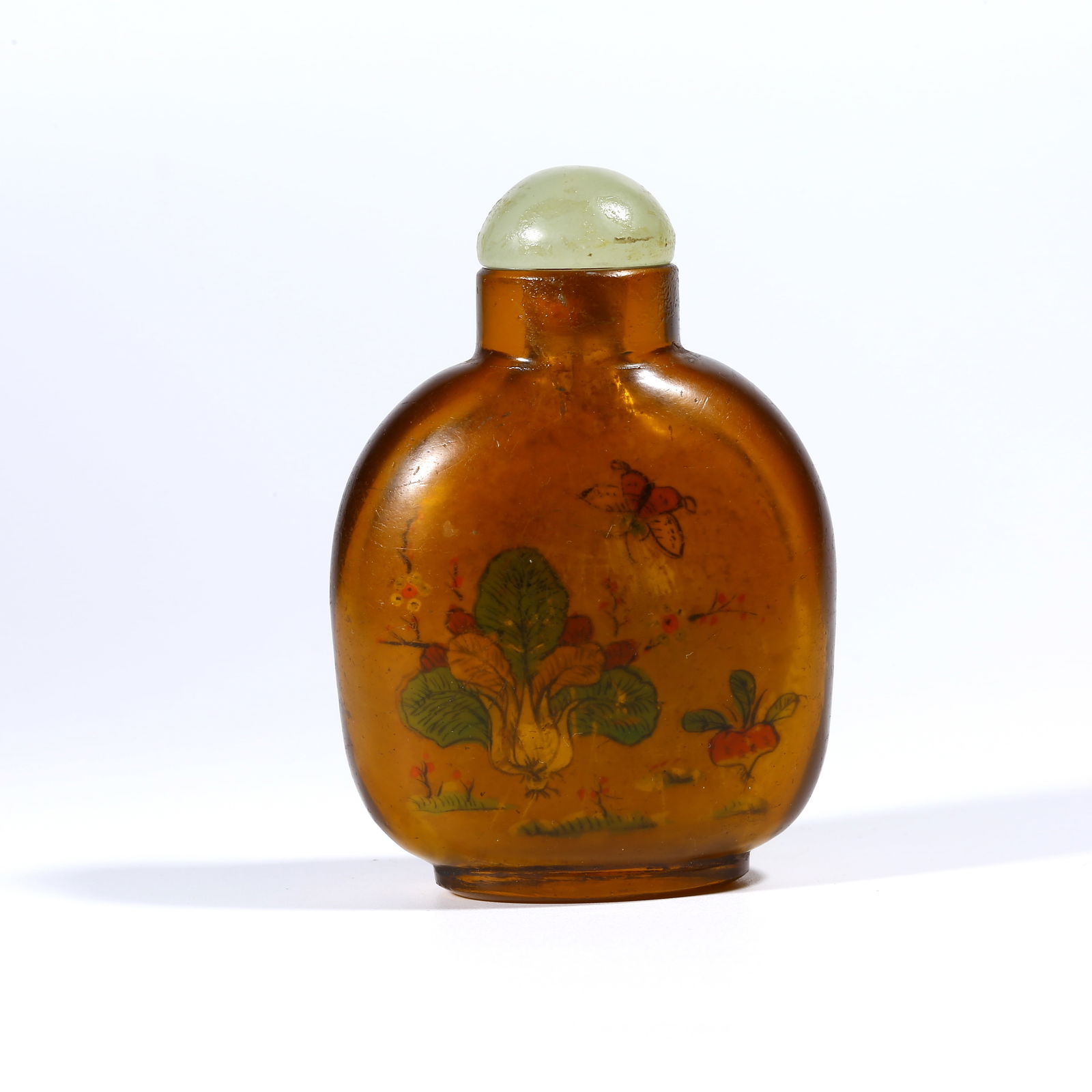 A INSIDE-PAINTED GLASS SNUFF BOTTLE WITH GRASS AND INSECTS PATTERN (1 of 9)