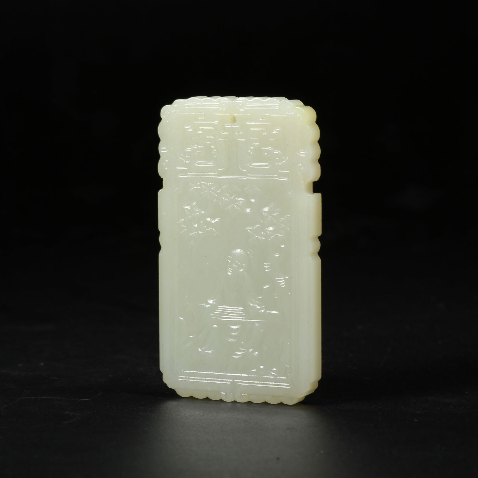 A HETIAN JADE PENDANT WITH "SCHOLAR UNDER PINE" DESIGN (1 of 8)