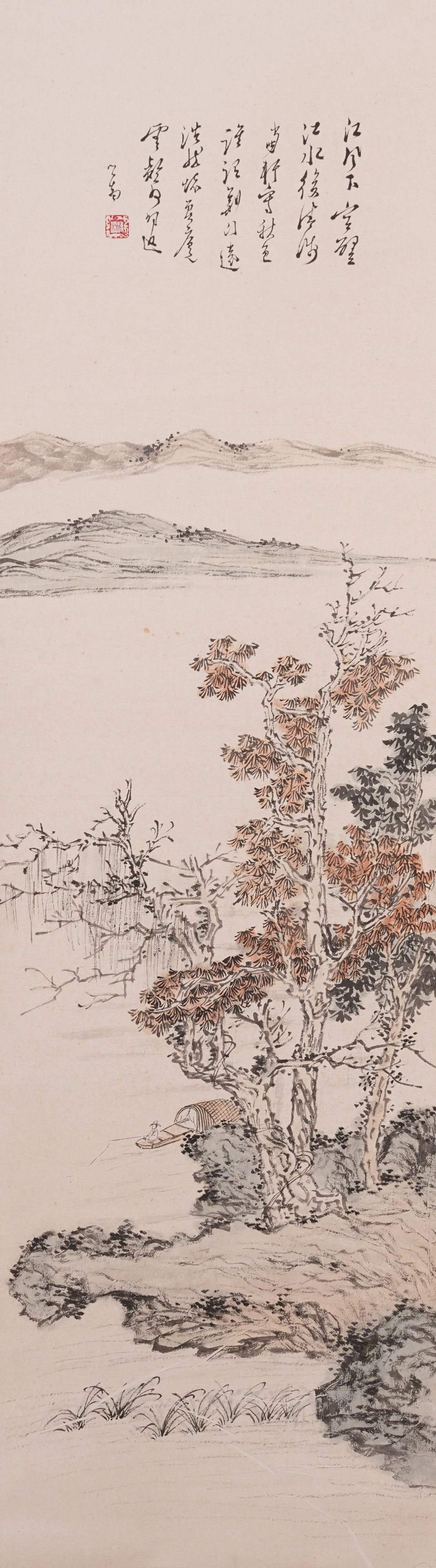 A LANDSCAPE PAINTING ON PAPER BY PU RU.溥儒: Landscape painting on paper by Pu Ru.溥儒